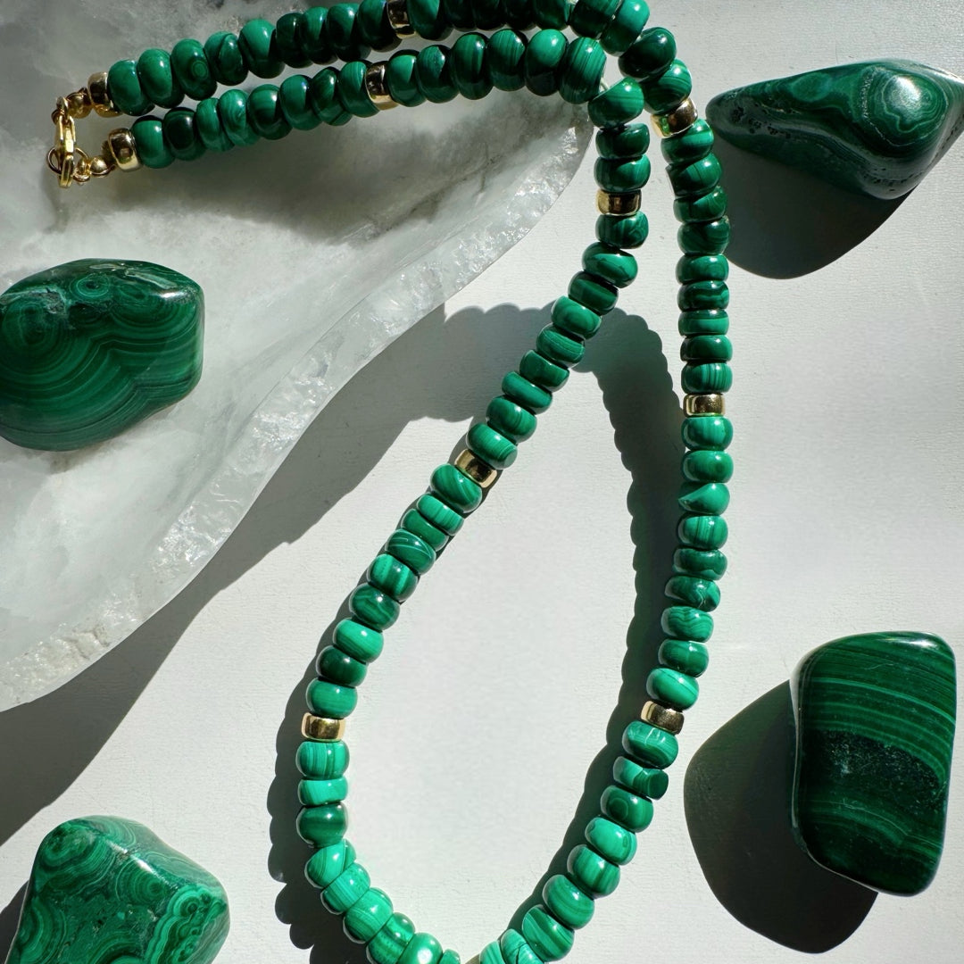 “Donna” - Malachite Gemstone Candy Necklace - Baltic Mermaid