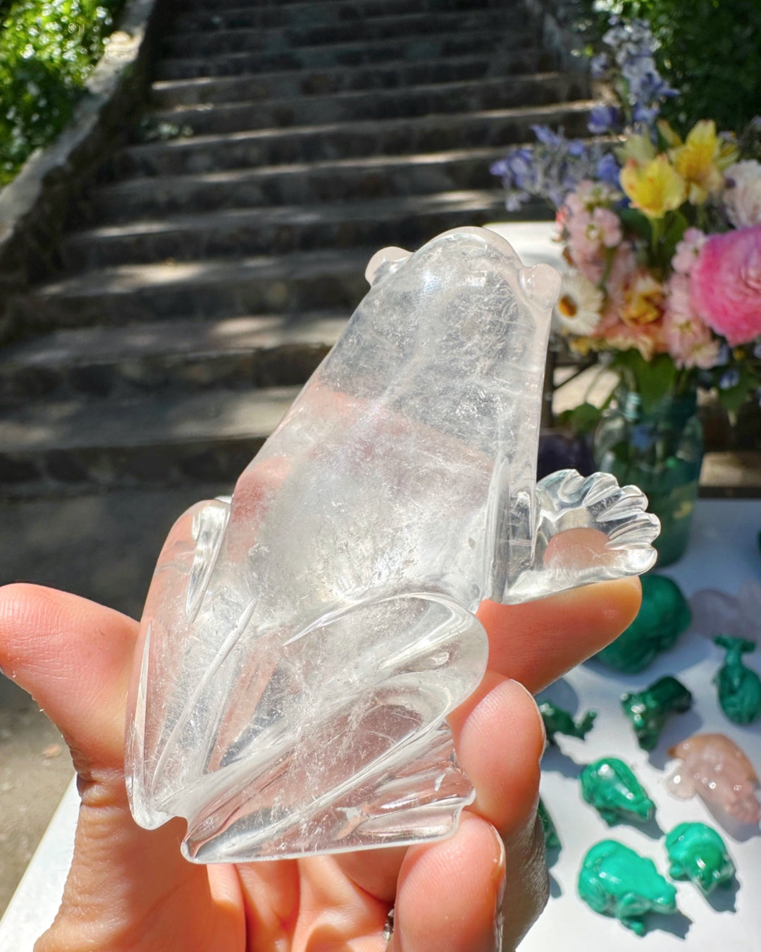 Hand Carved Clear Quartz Frog - Baltic Mermaid