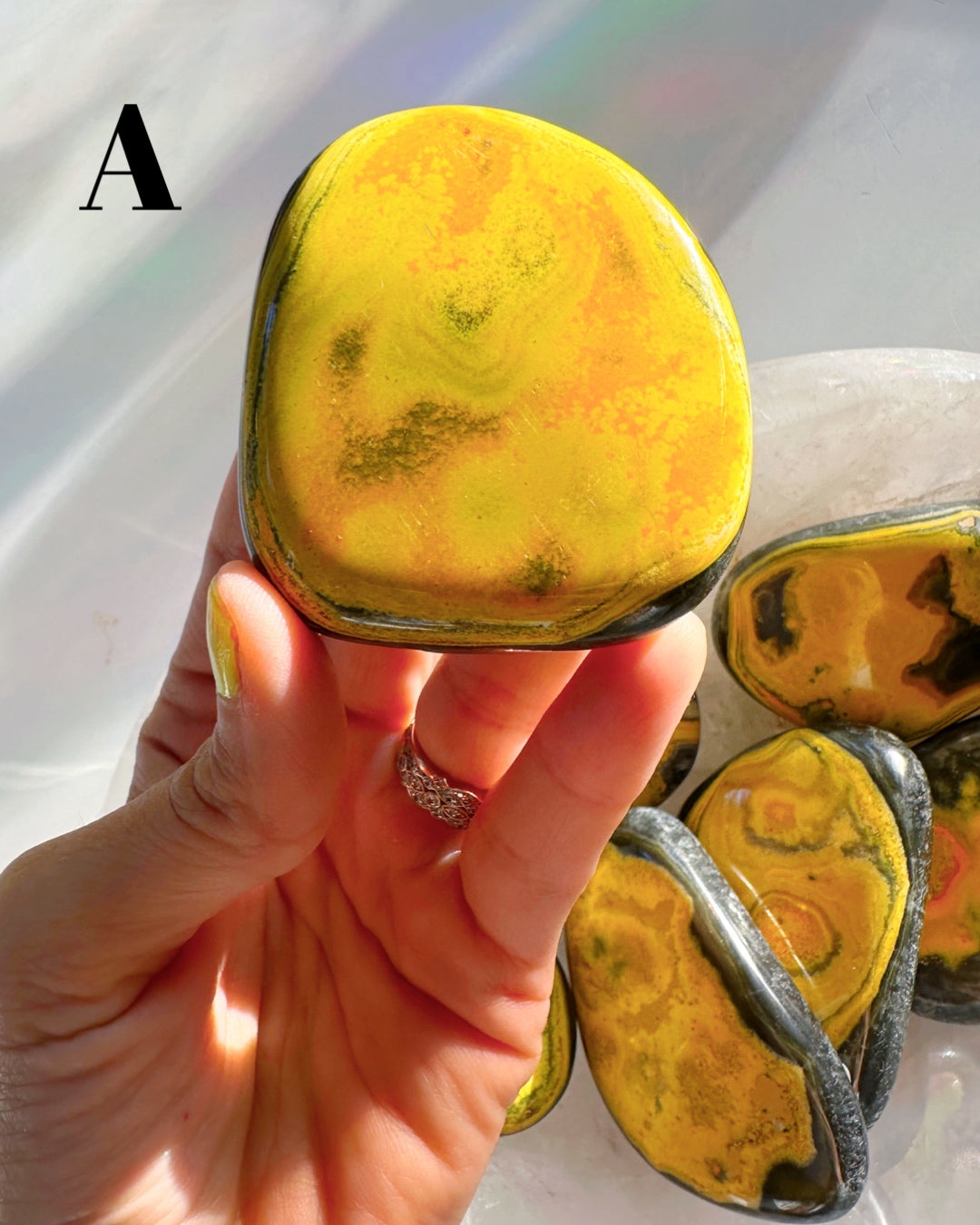 Bumblebee Jasper Palm Stones - Baltic Mermaid