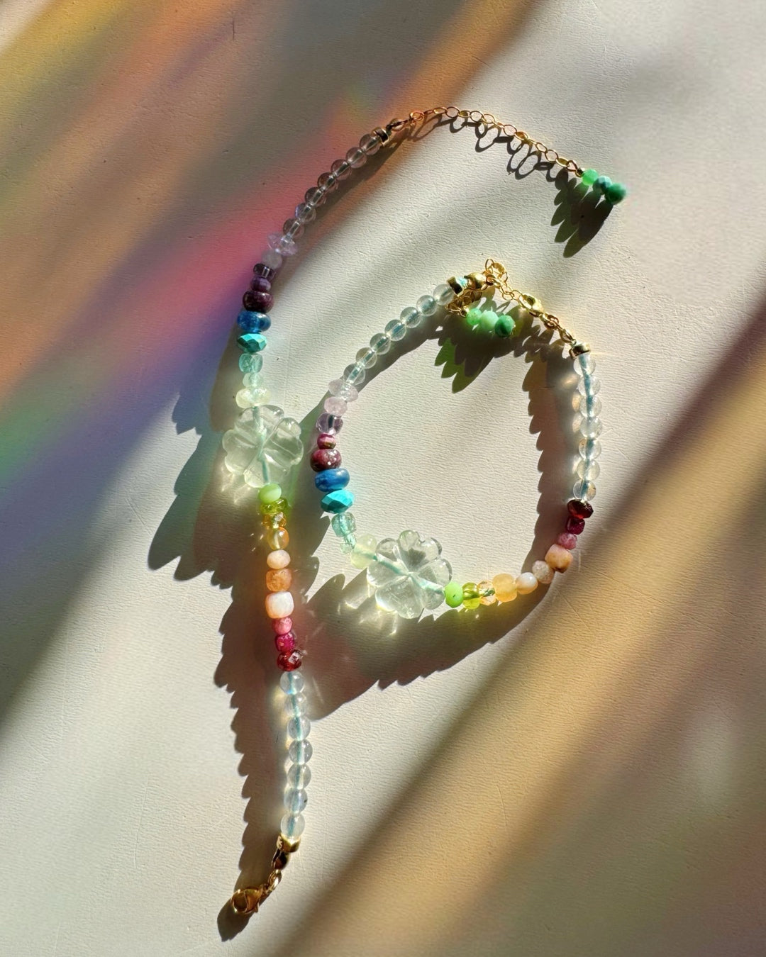 Rainbow Clover Gemstone Candy Bracelet - Baltic Mermaid