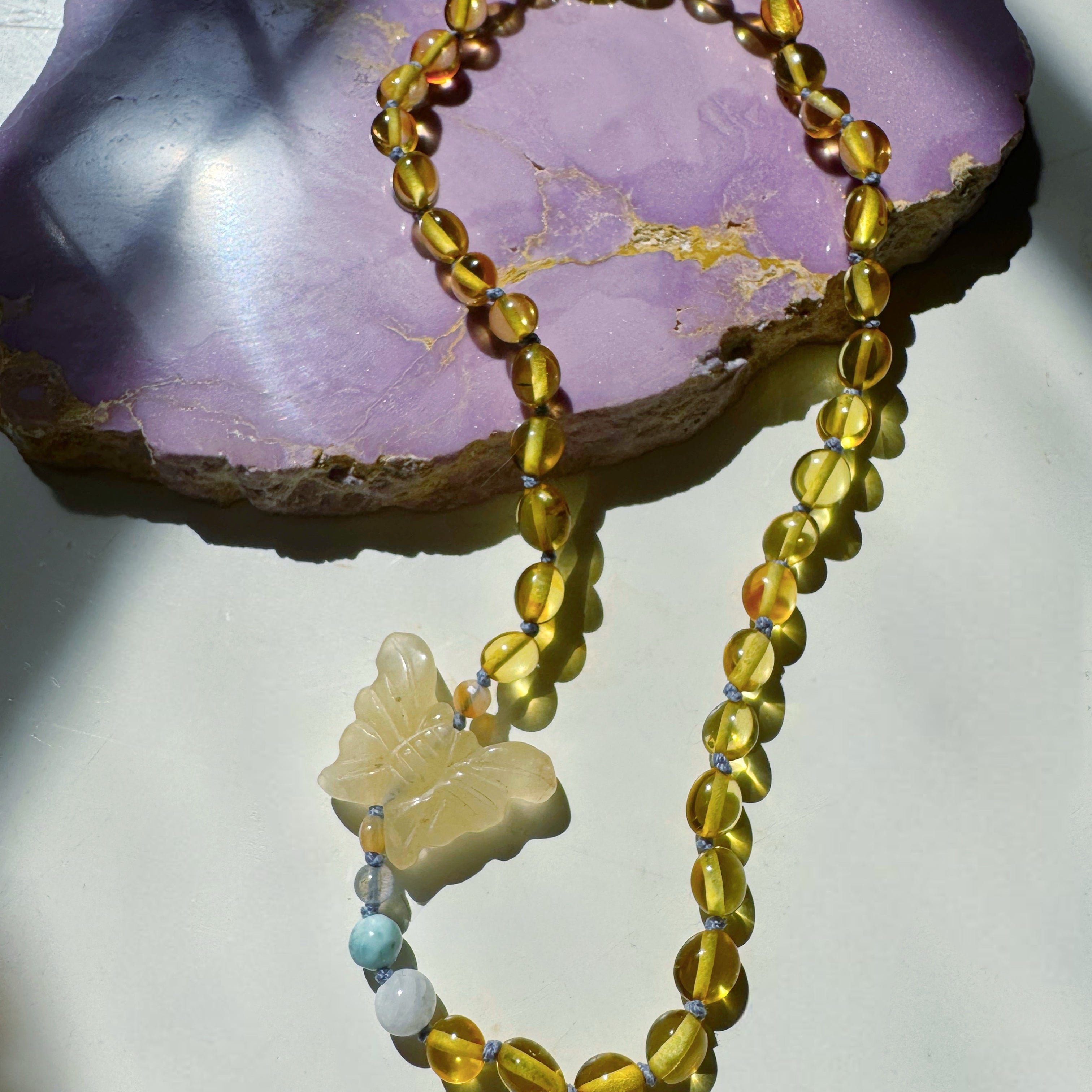 “Butterfly Sugar Baby” Baltic Amber & Gemstone Necklace - Baltic Mermaid