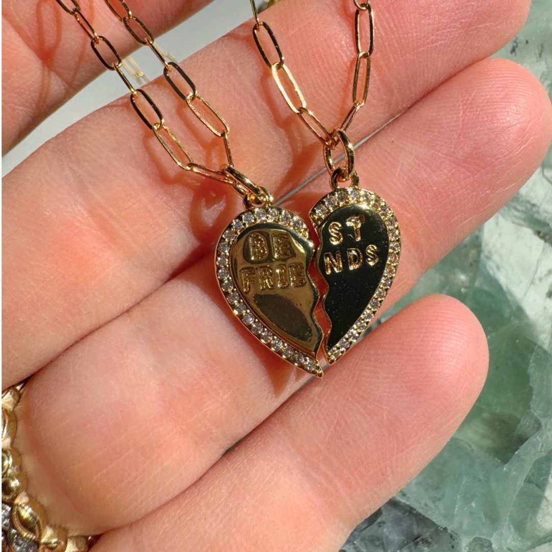 “Best Friends” Gold Filled CZ Necklace Pair - Baltic Mermaid