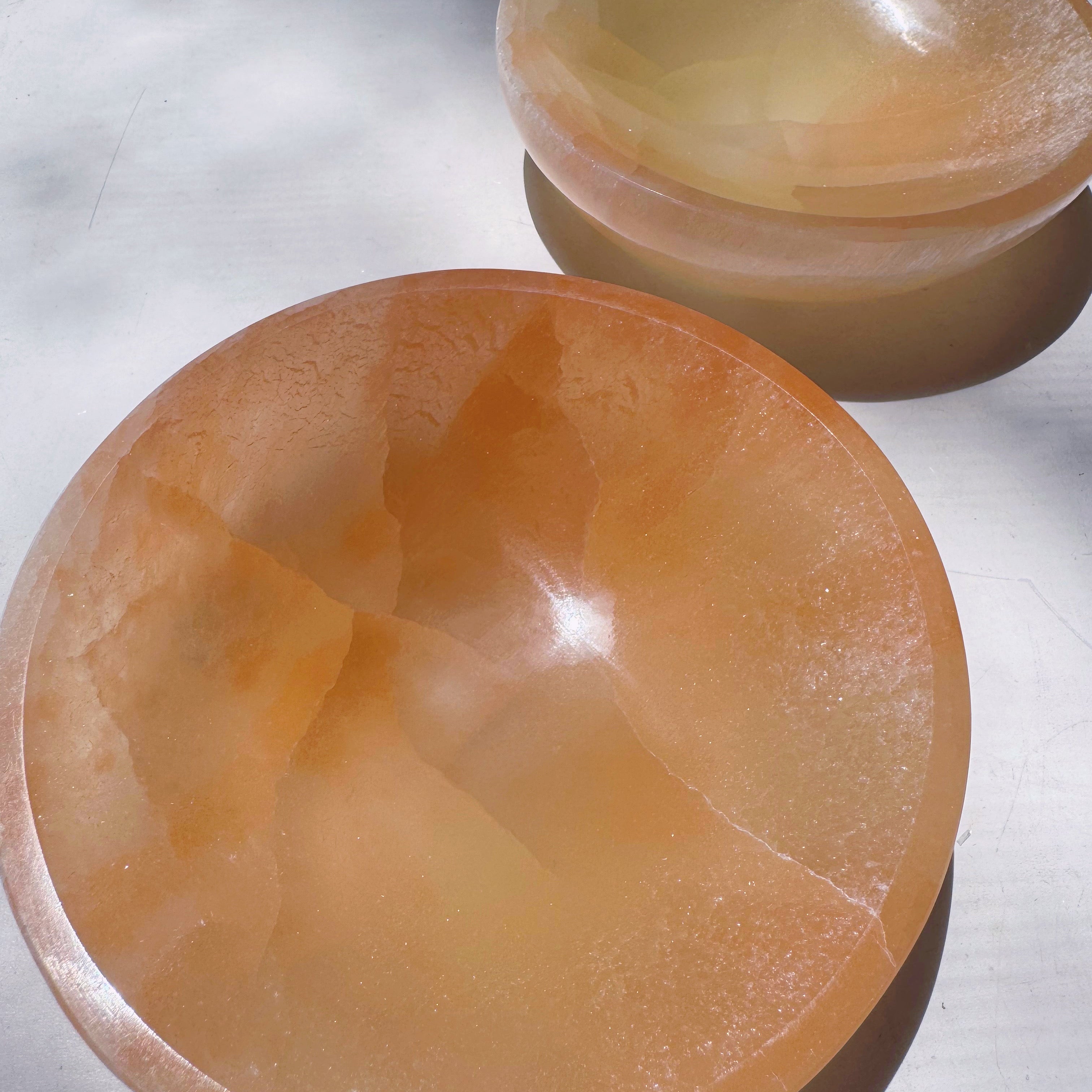 Peach Selenite Bowl Baltic Mermaid