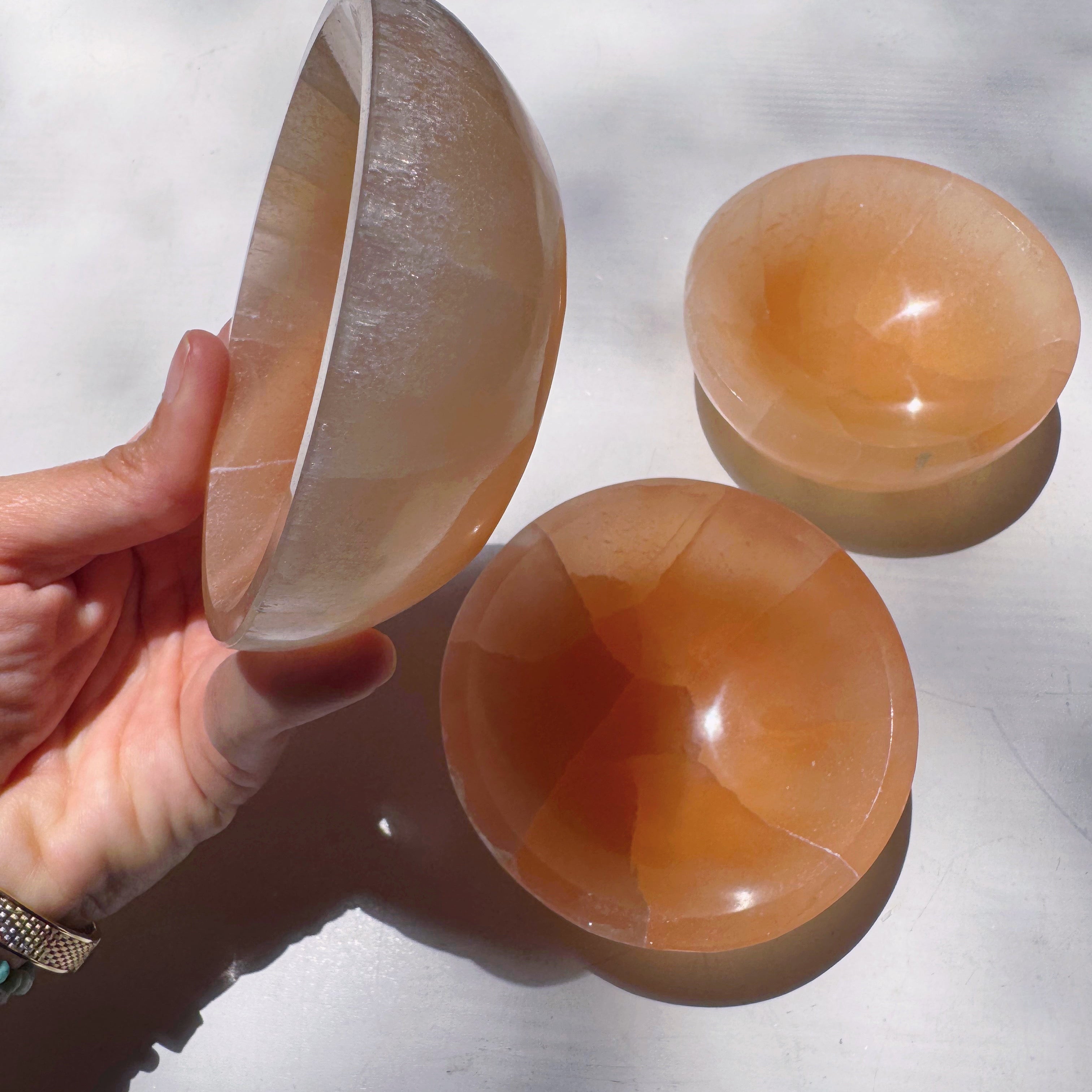Peach Selenite Medium Bowl Baltic Mermaid