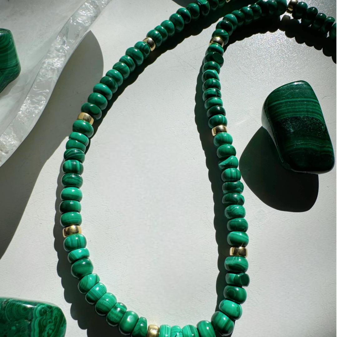 “Donna” - Malachite Gemstone Candy Necklace - Baltic Mermaid