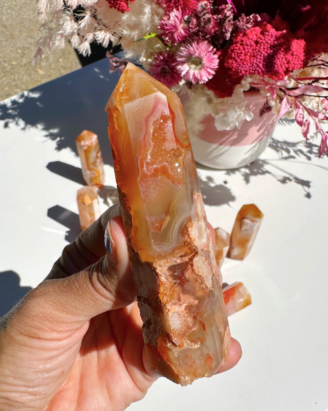 Carnelian Flower Agate Towers - Baltic Mermaid