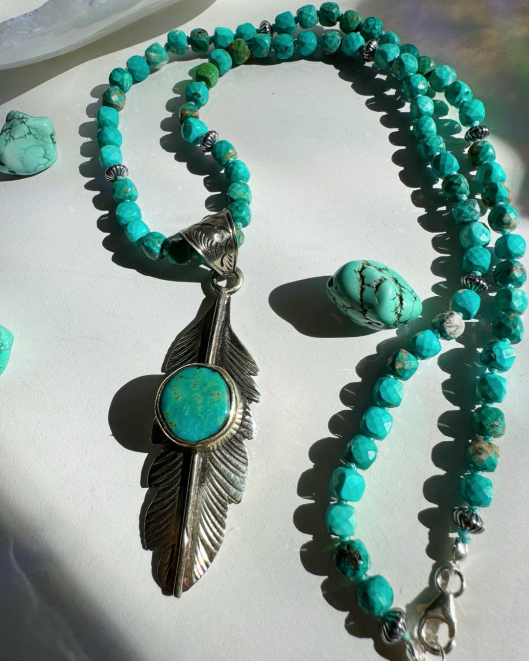“Frida” - Turquoise & Sterling Silver w/ Pewter Feather - Baltic Mermaid