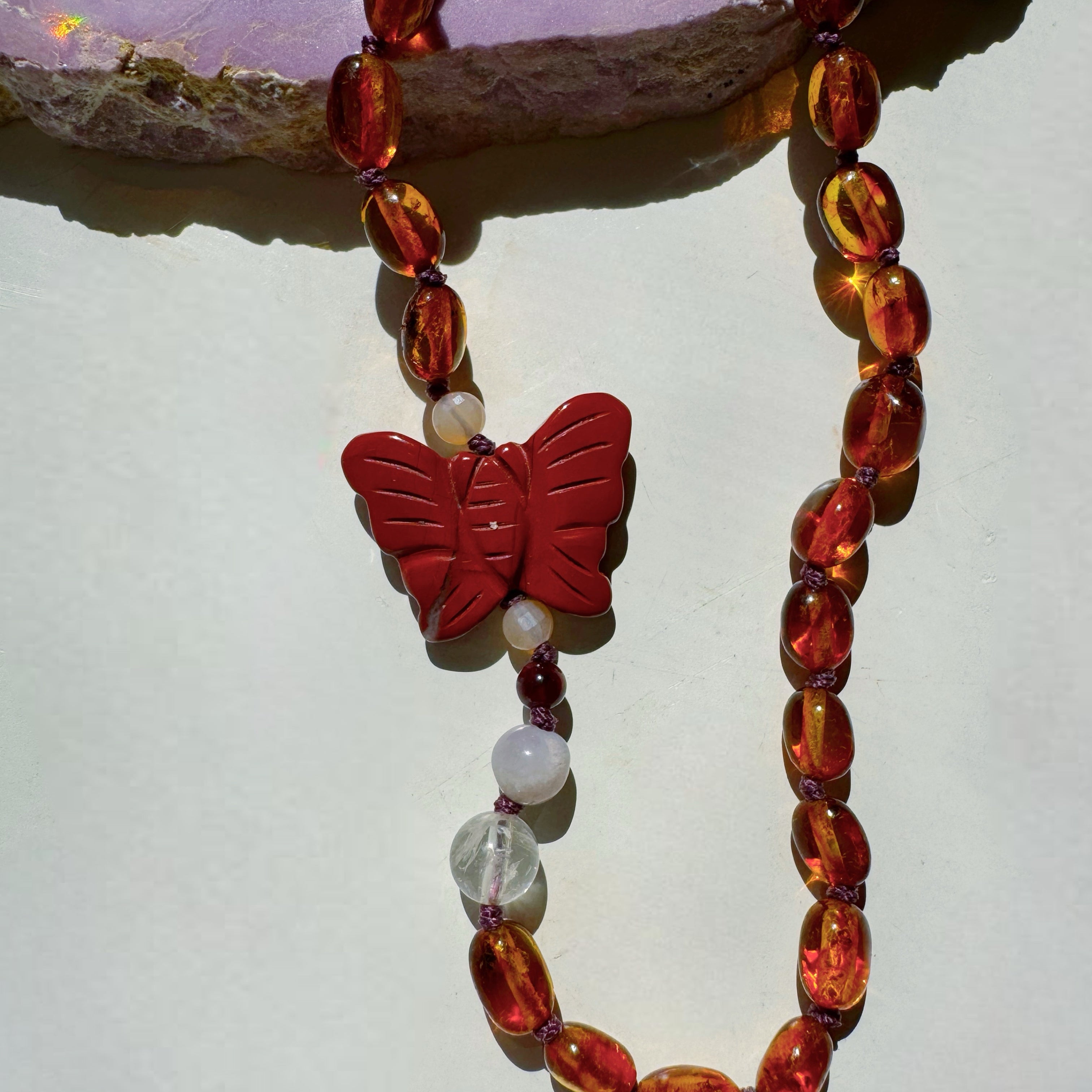 “Butterfly Sugar Baby” Baltic Amber & Gemstone Necklace - Baltic Mermaid