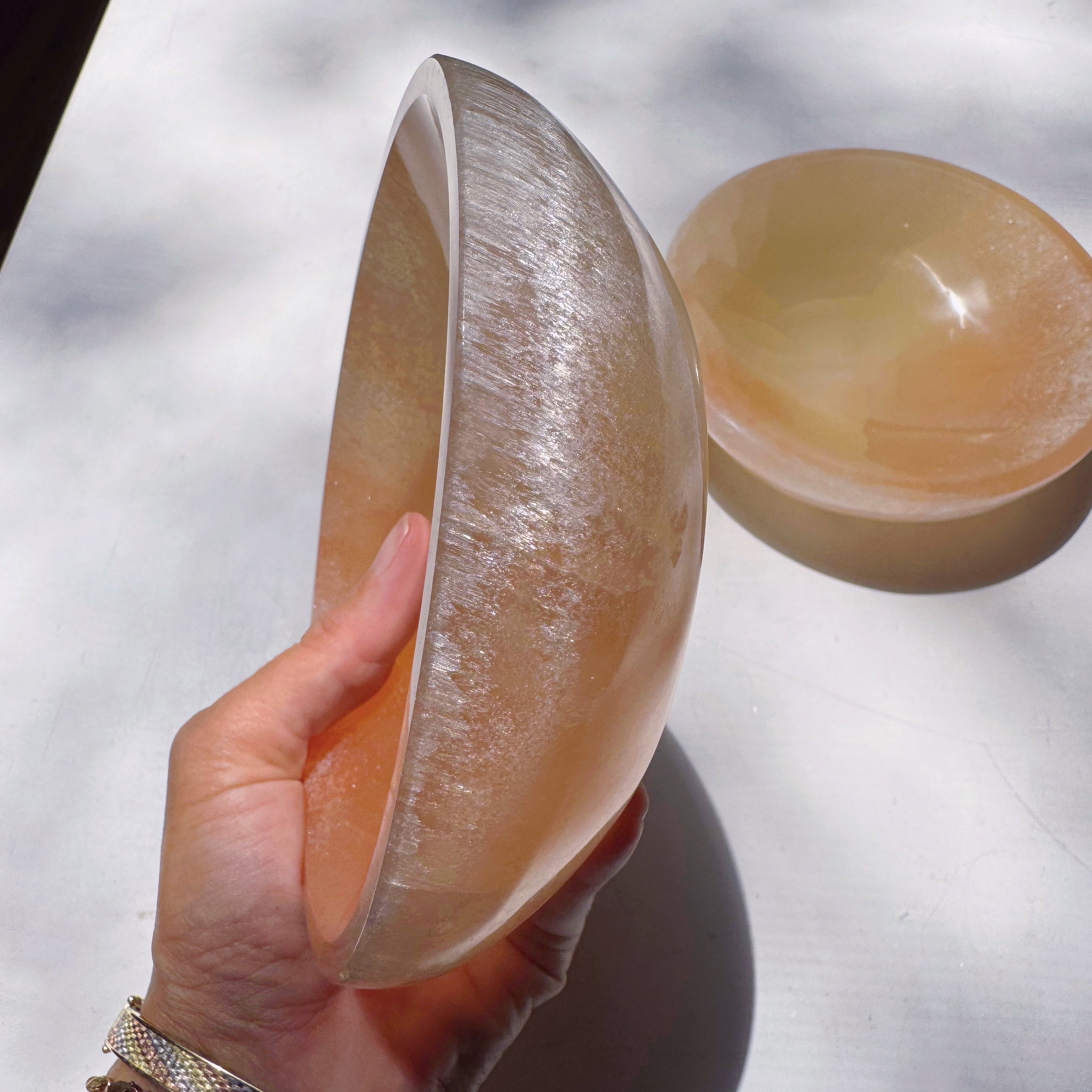 Peach Selenite Bowl Baltic Mermaid