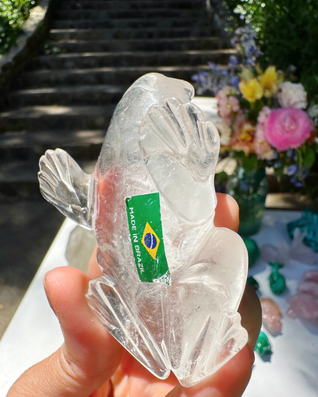 Hand Carved Clear Quartz Frog - Baltic Mermaid