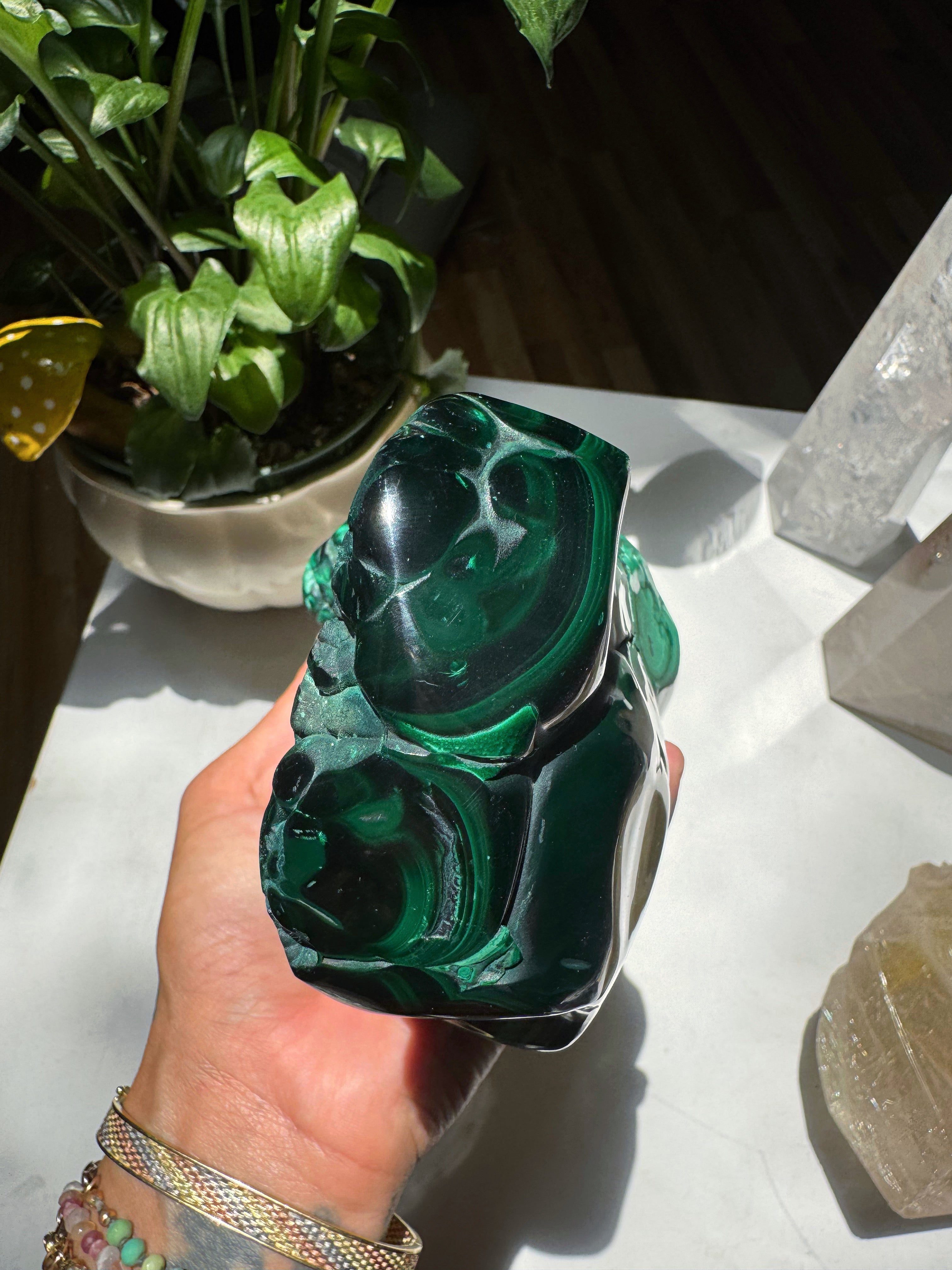 Large Polished Malachite Baltic Mermaid