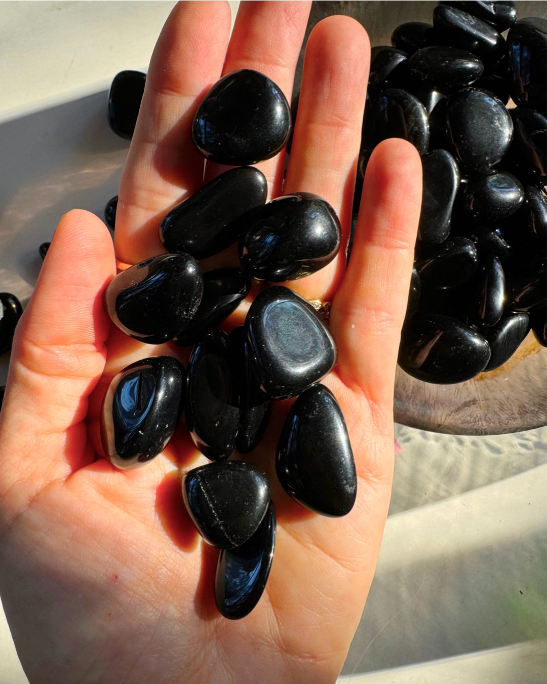 Black Obsidian Tumbled Stones - Baltic Mermaid