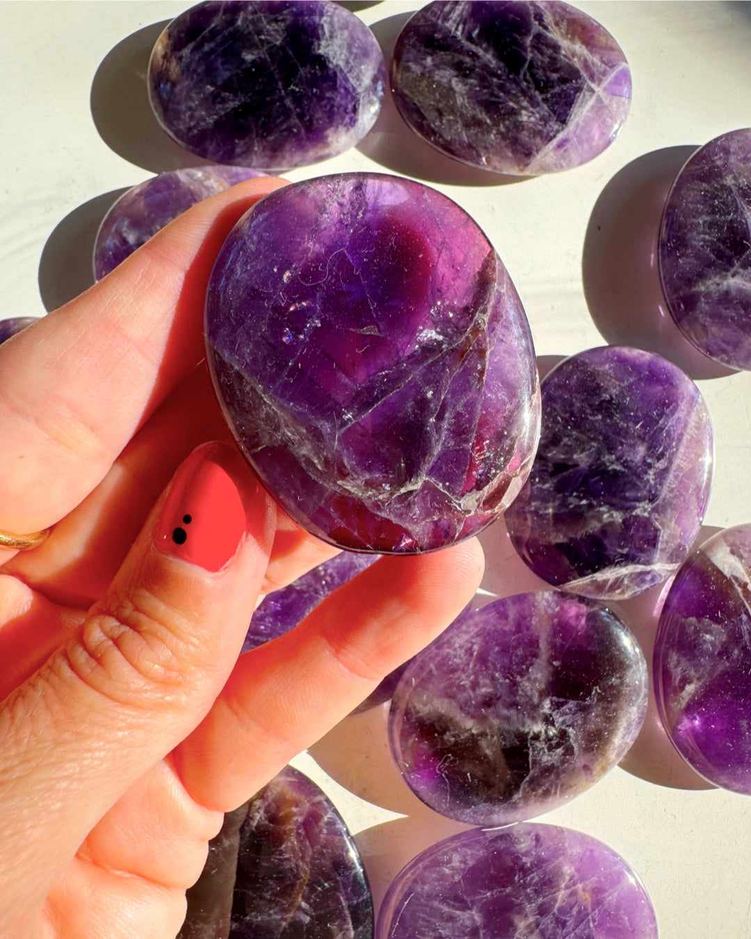 Amethyst Flat Palm Stones - Baltic Mermaid