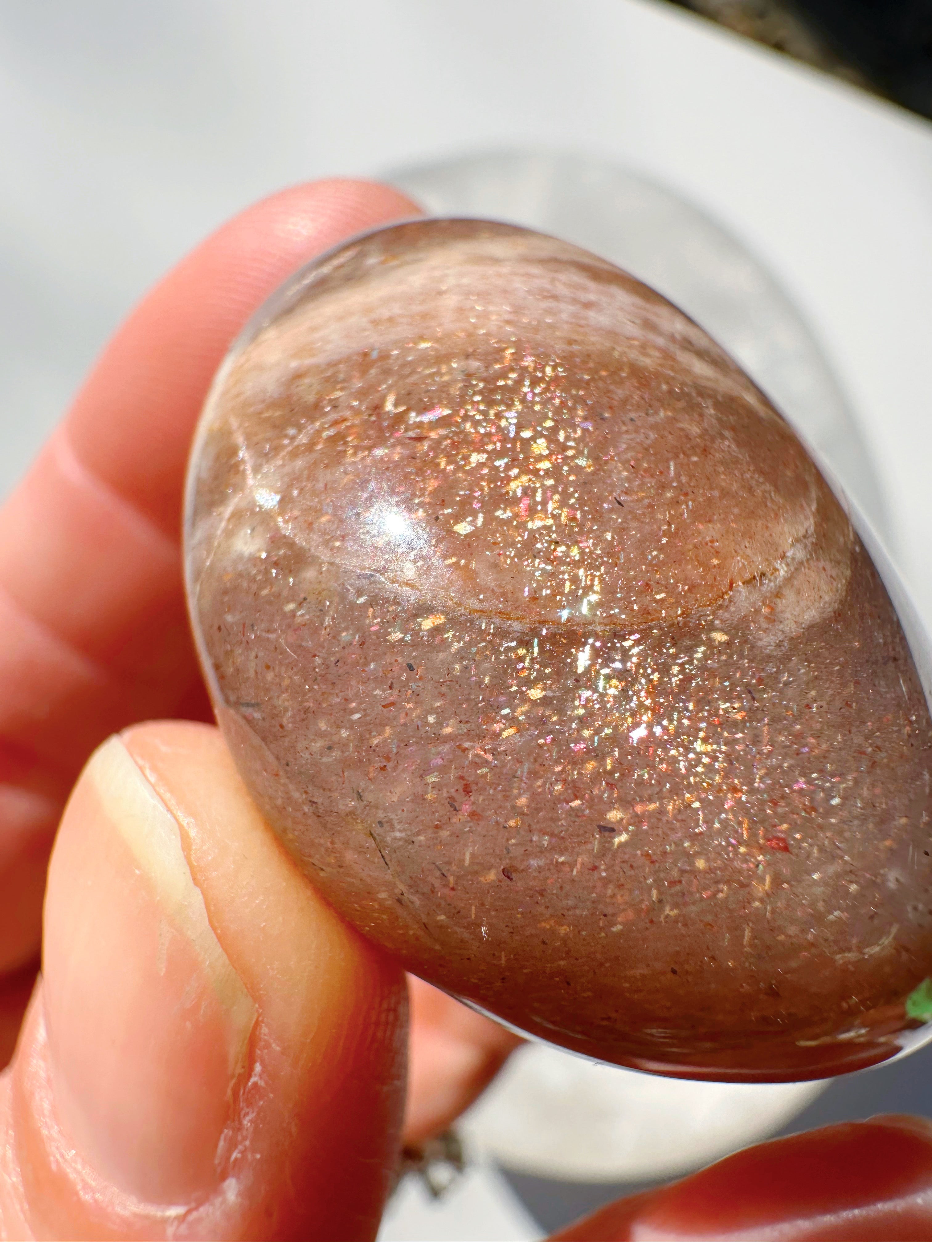 Sunstone & Peach Moonstone Palm Stone - C - Baltic Mermaid