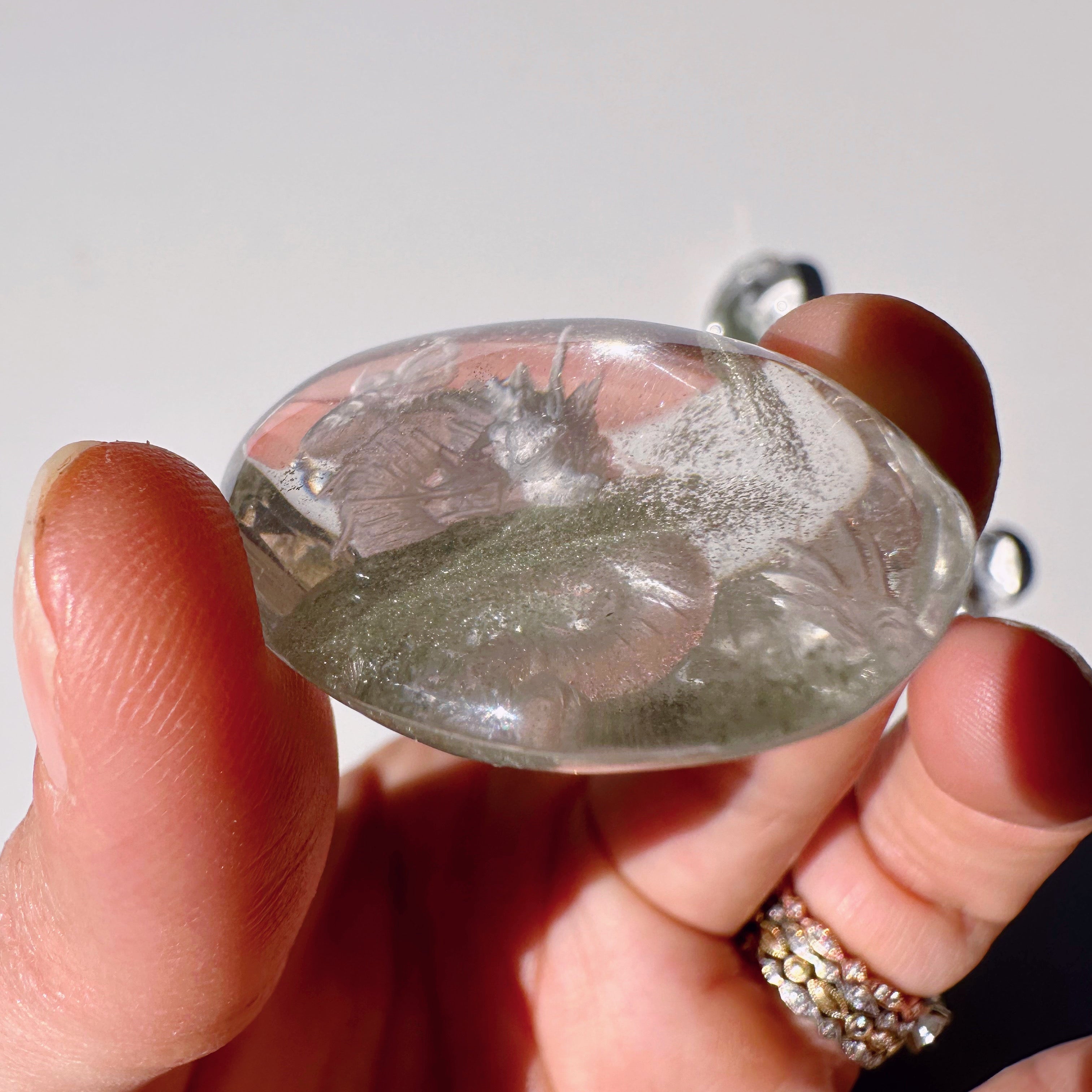 Intaglio Carved Dragon Chlorite Quartz/Garden Quartz Cabochon Baltic Mermaid
