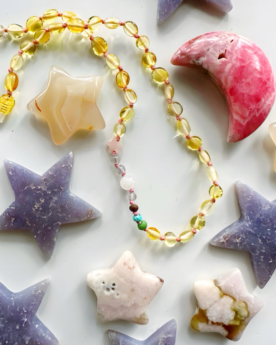 “Wish” Baltic Amber & Gemstone Necklace