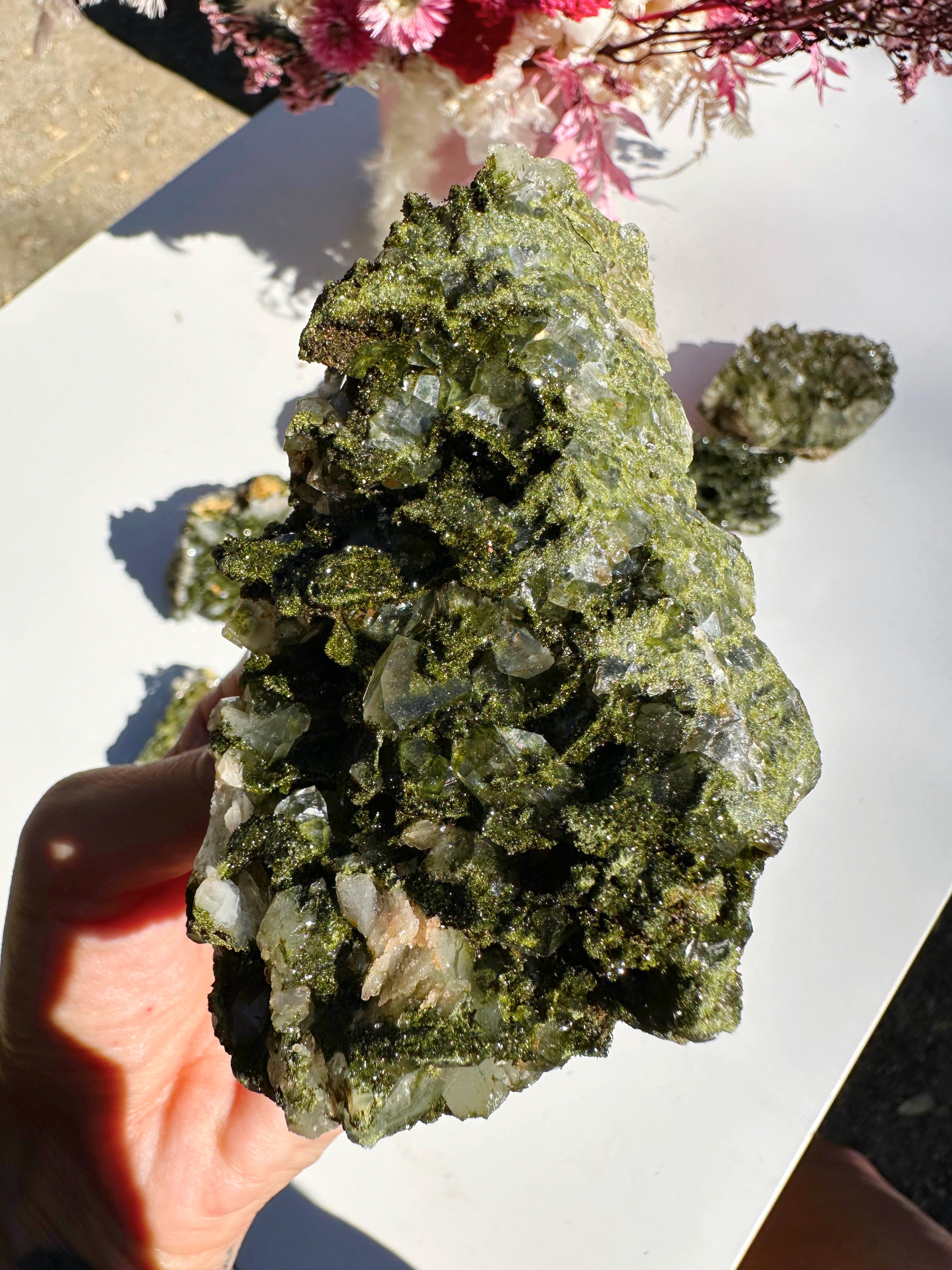 Epidote Quartz Cluster - Baltic Mermaid