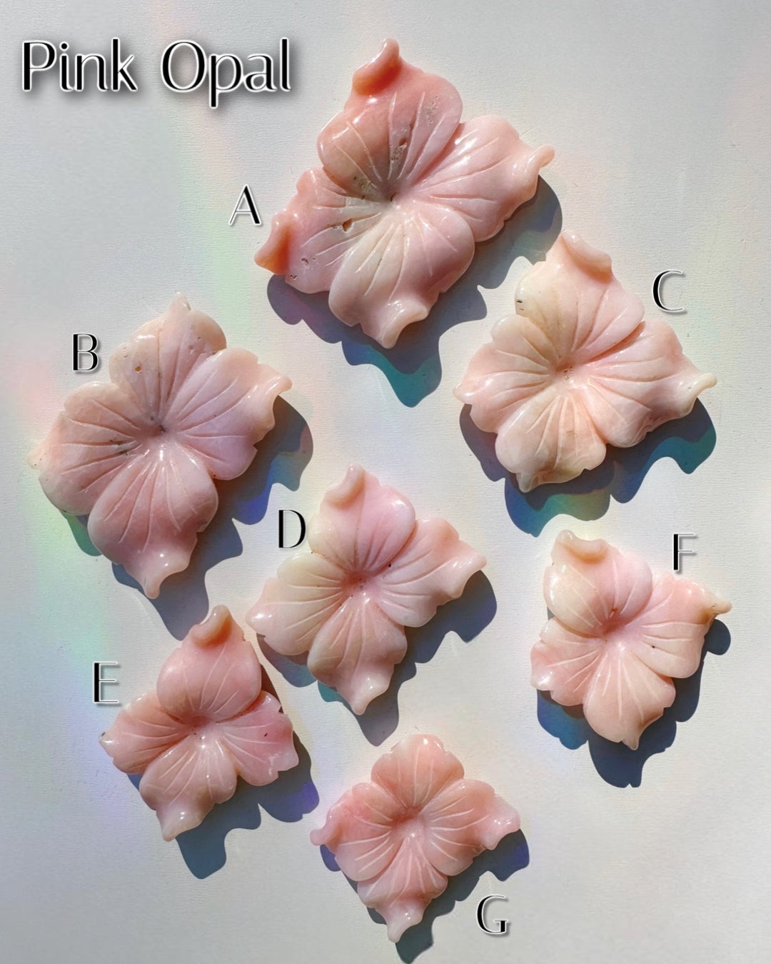 Carved Pink Opal Flowers - Baltic Mermaid