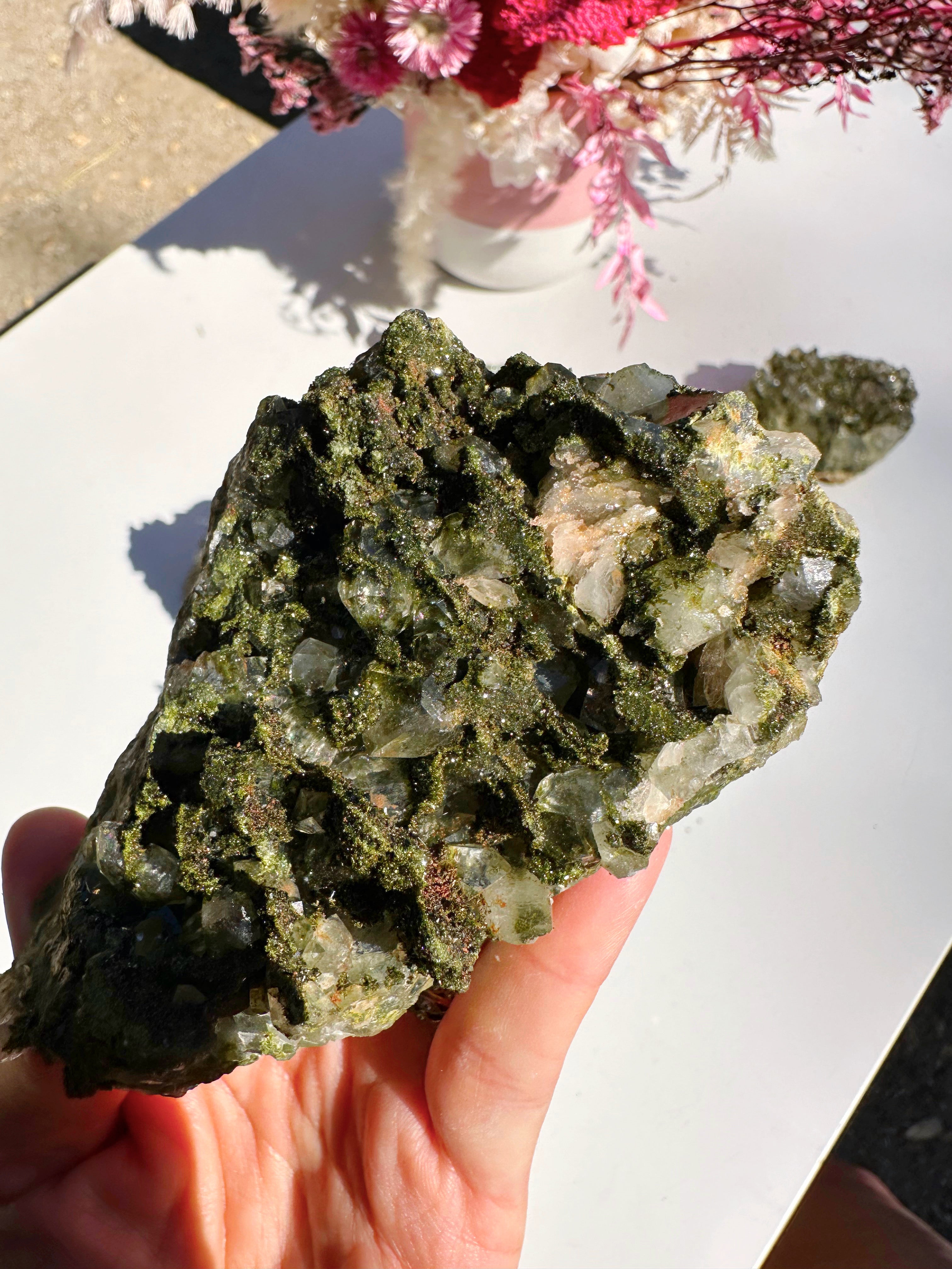 Epidote Quartz Cluster - Baltic Mermaid
