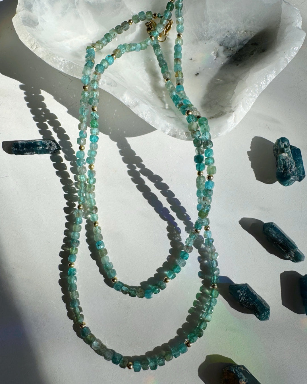 “Frankie” - Blue Apatite Gemstone Candy Necklace - Baltic Mermaid