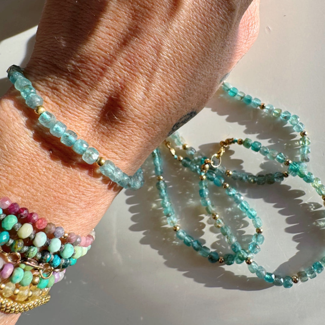 “Frankie” - Blue Apatite Gemstone Candy Bracelet - Baltic Mermaid