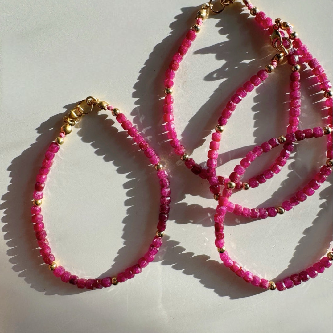 “Judy” - Ruby Gemstone Candy Bracelet - Baltic Mermaid