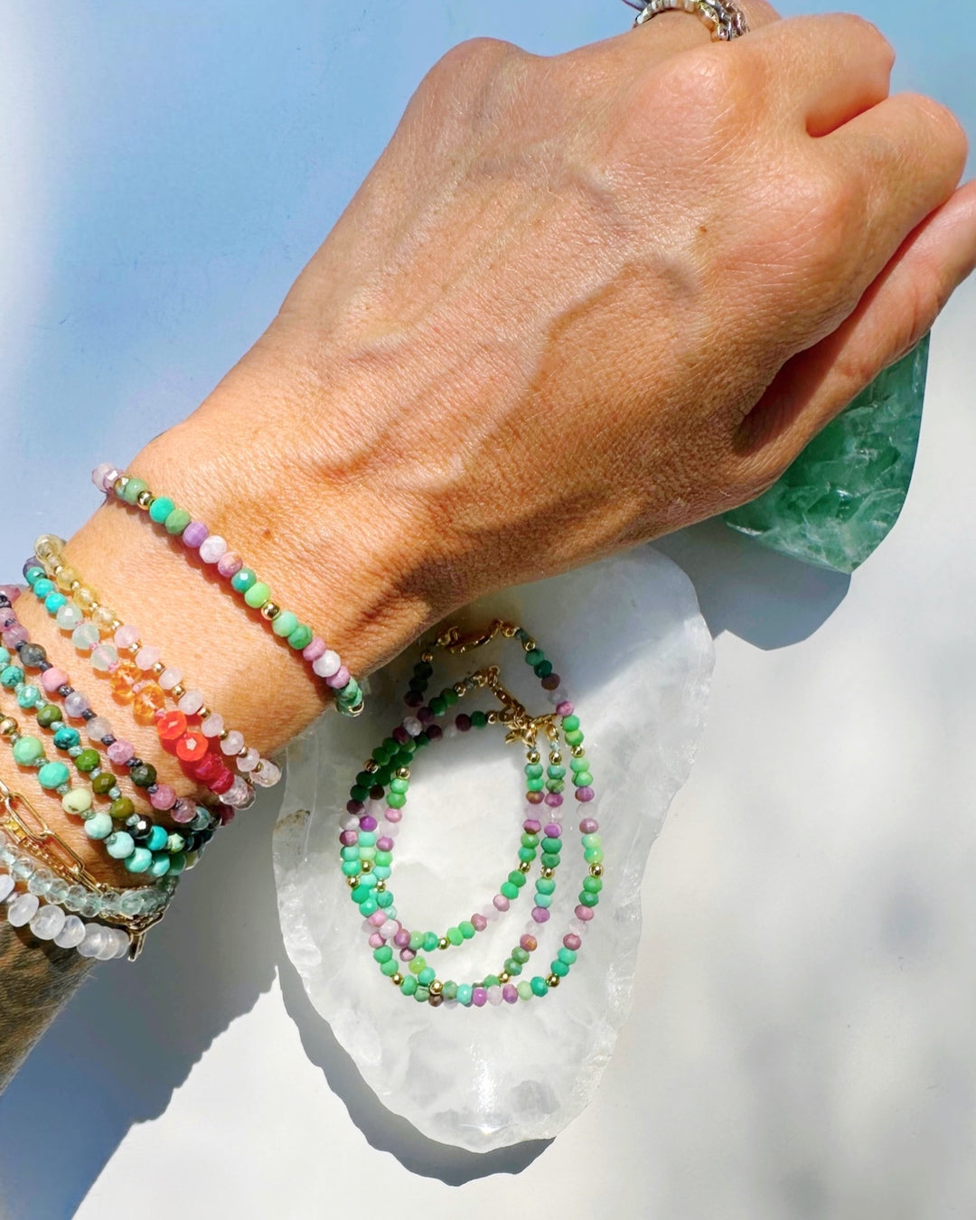 Topanga Gemstone & 14k GF Candy  Bracelet - Baltic Mermaid
