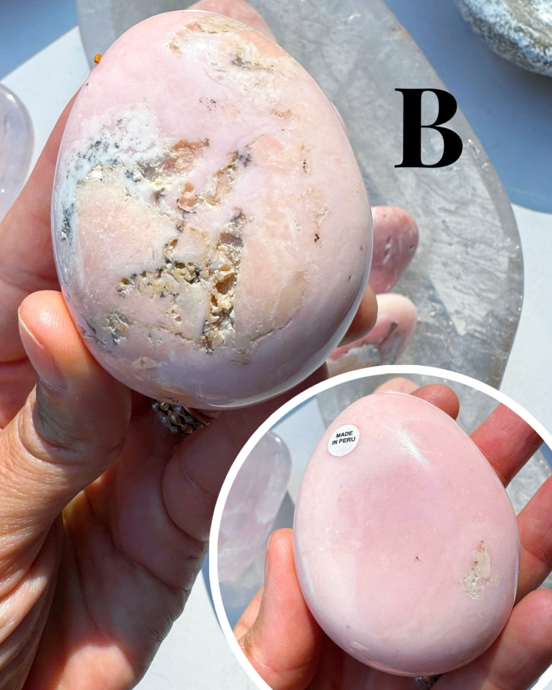 Pink Opal Palm Stones - Baltic Mermaid