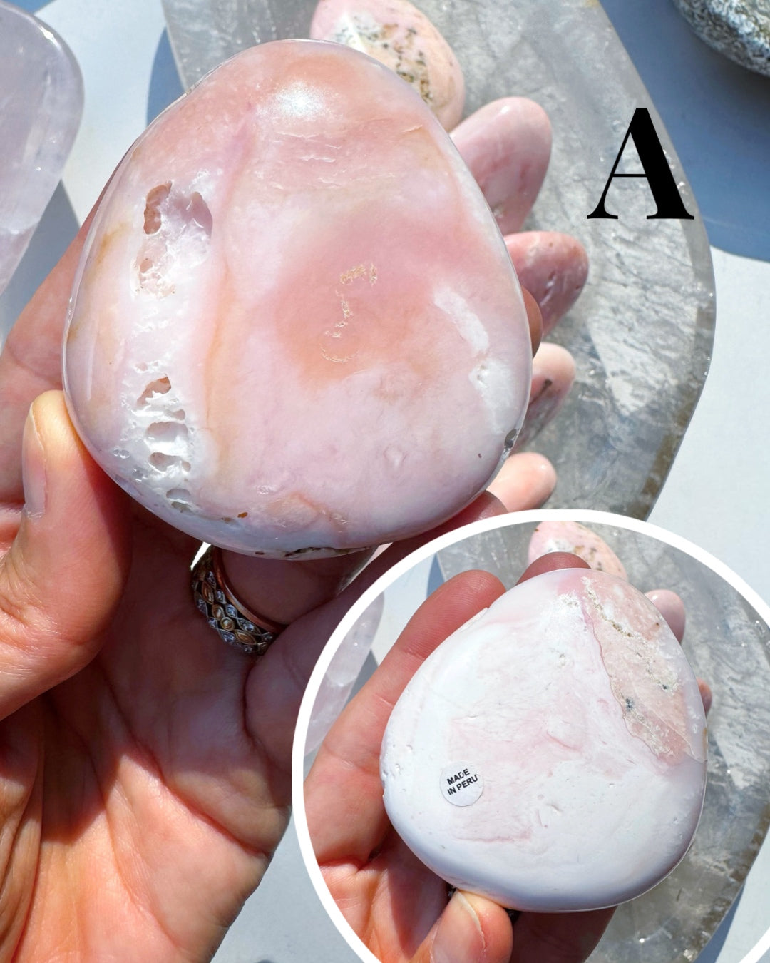 Pink Opal Palm Stones - Baltic Mermaid