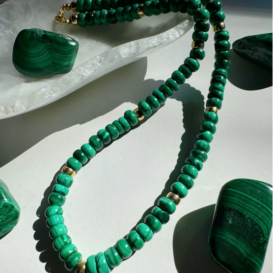 “Donna” - Malachite Gemstone Candy Necklace - Baltic Mermaid
