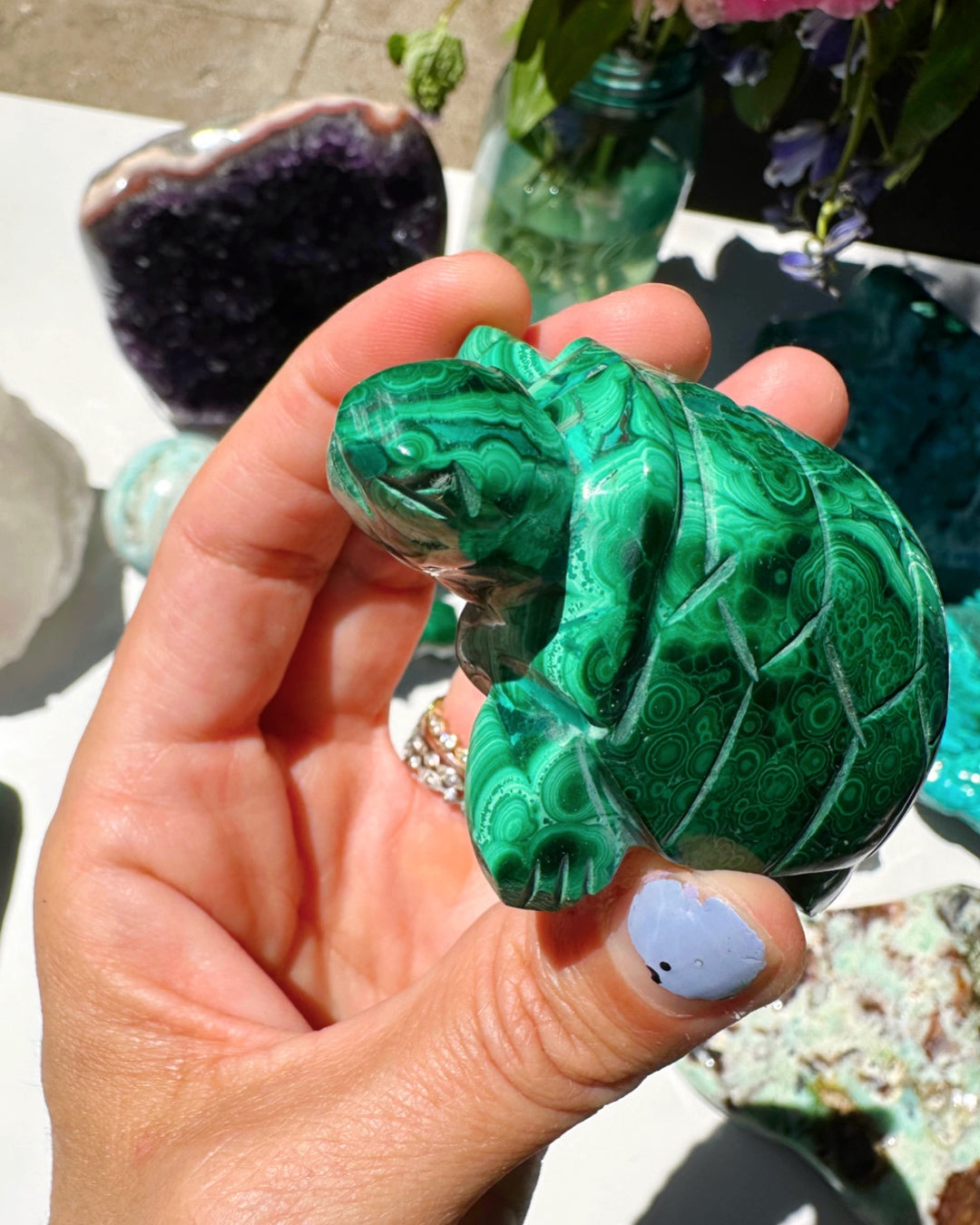 Hand Carved Malachite Turtle - Baltic Mermaid