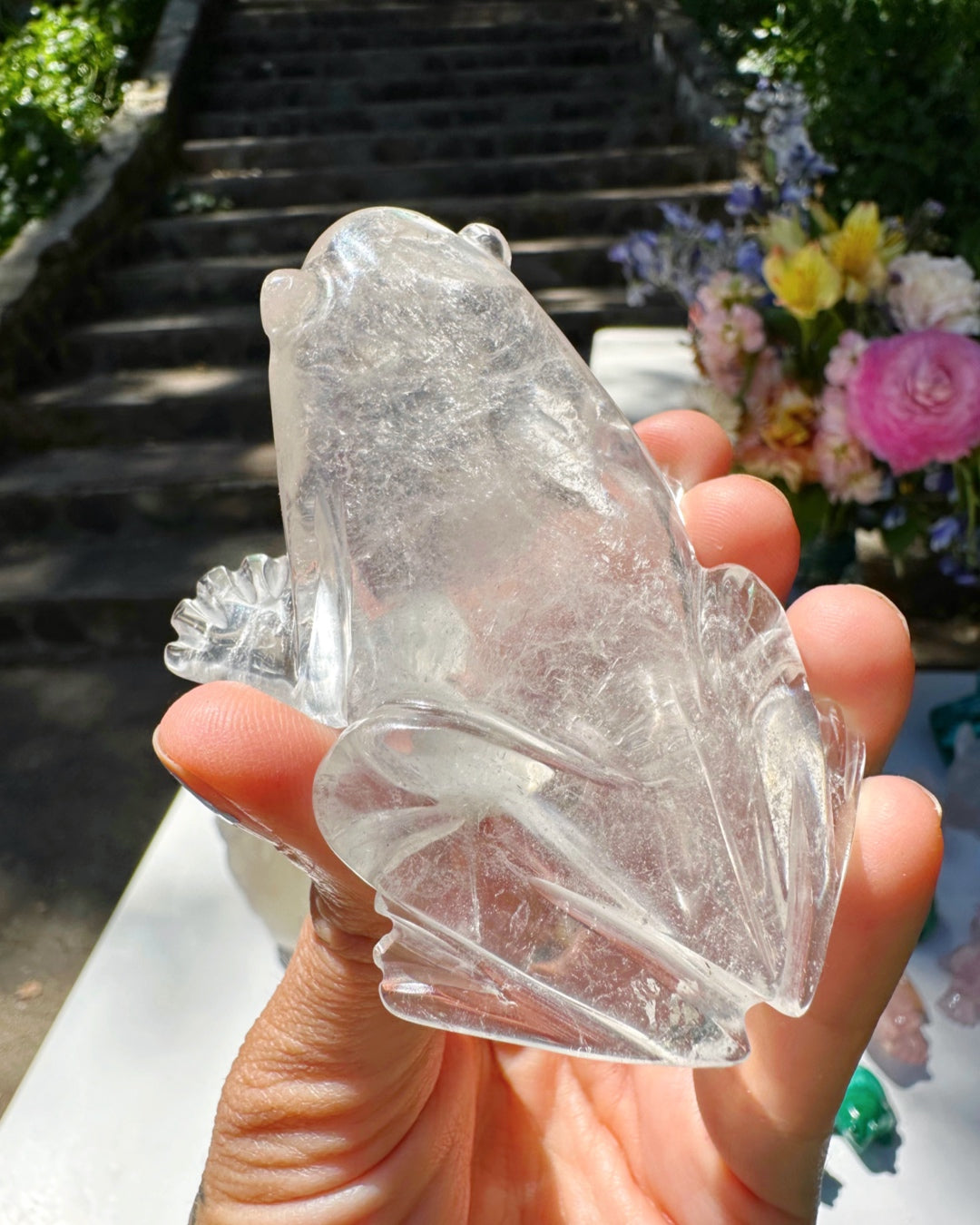 Hand Carved Clear Quartz Frog - Baltic Mermaid