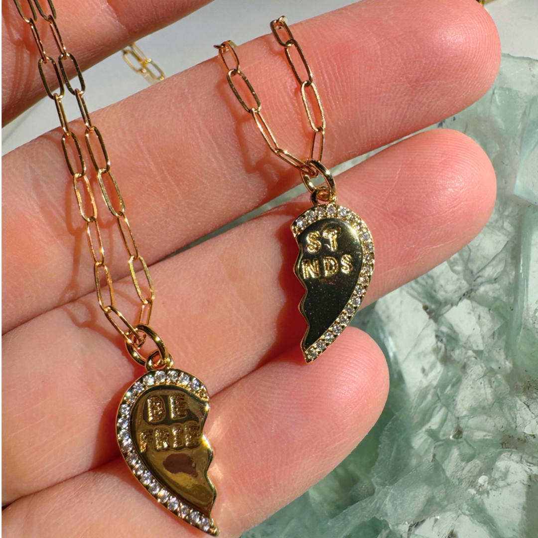 “Best Friends” Gold Filled CZ Necklace Pair - Baltic Mermaid