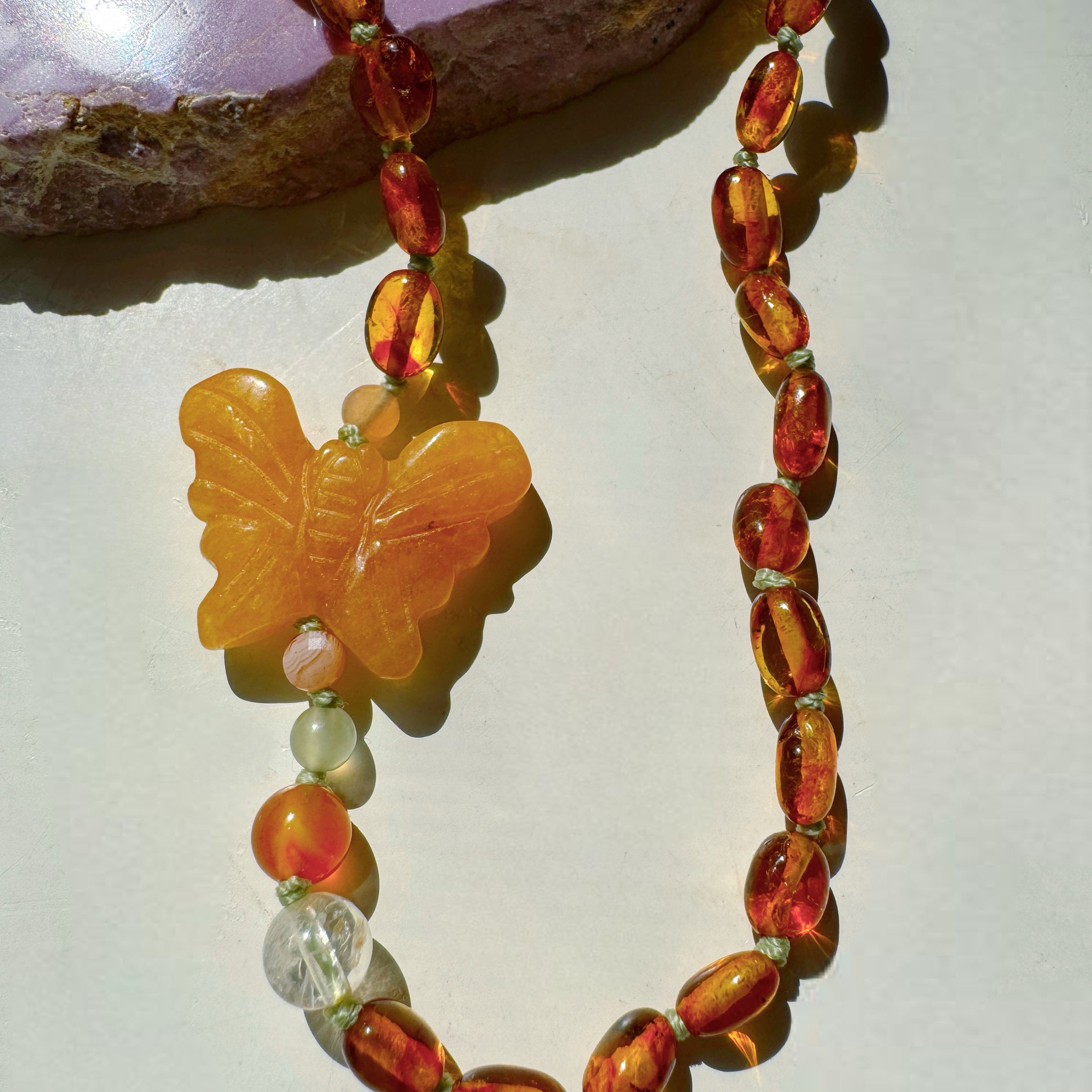 “Butterfly Sugar Baby” Baltic Amber & Gemstone Necklace - Baltic Mermaid