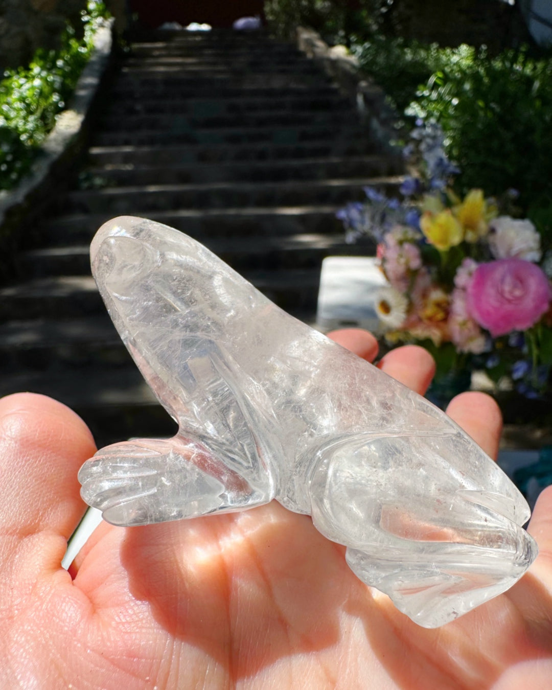 Hand Carved Clear Quartz Frog - Baltic Mermaid
