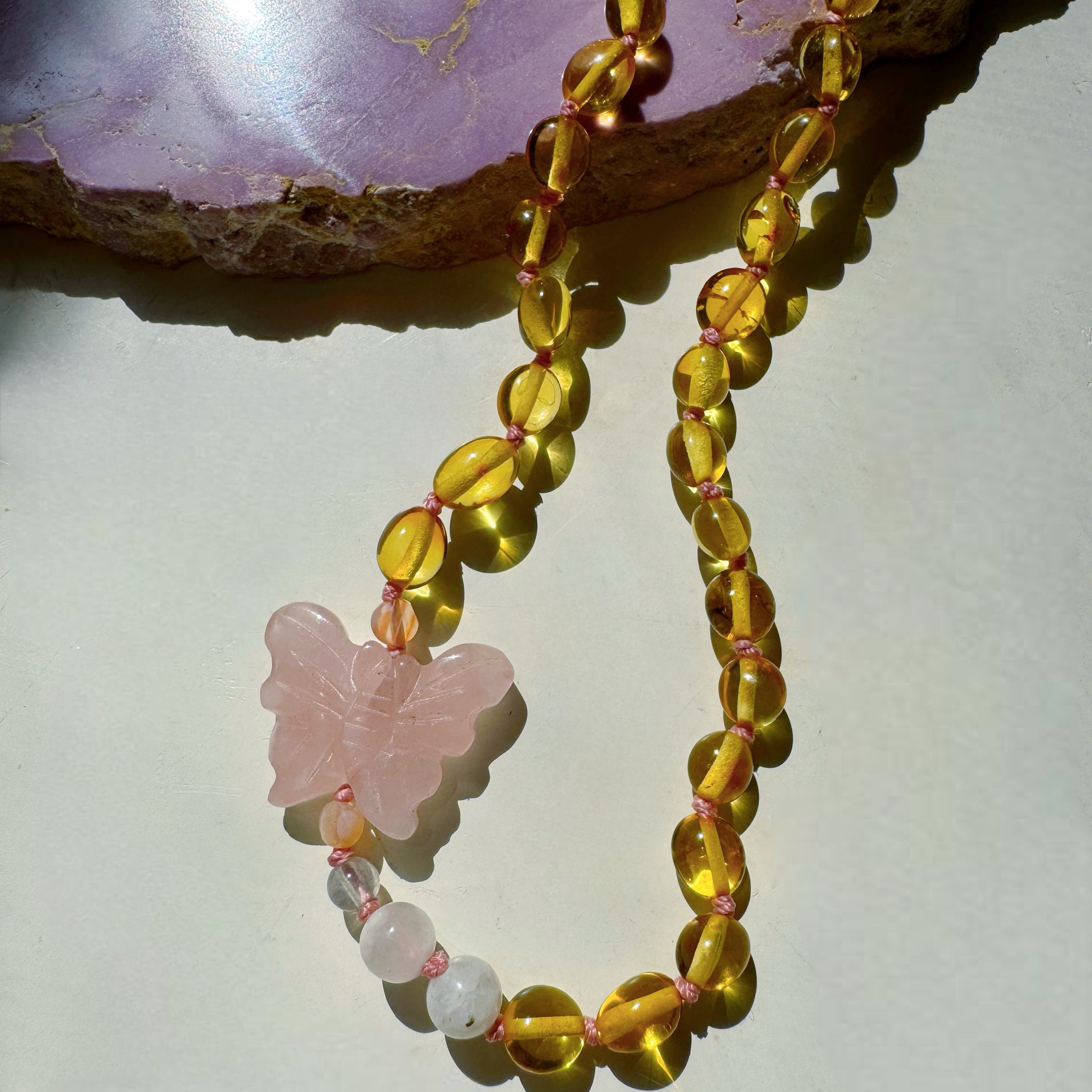 “Butterfly Sugar Baby” Baltic Amber & Gemstone Necklace - Baltic Mermaid