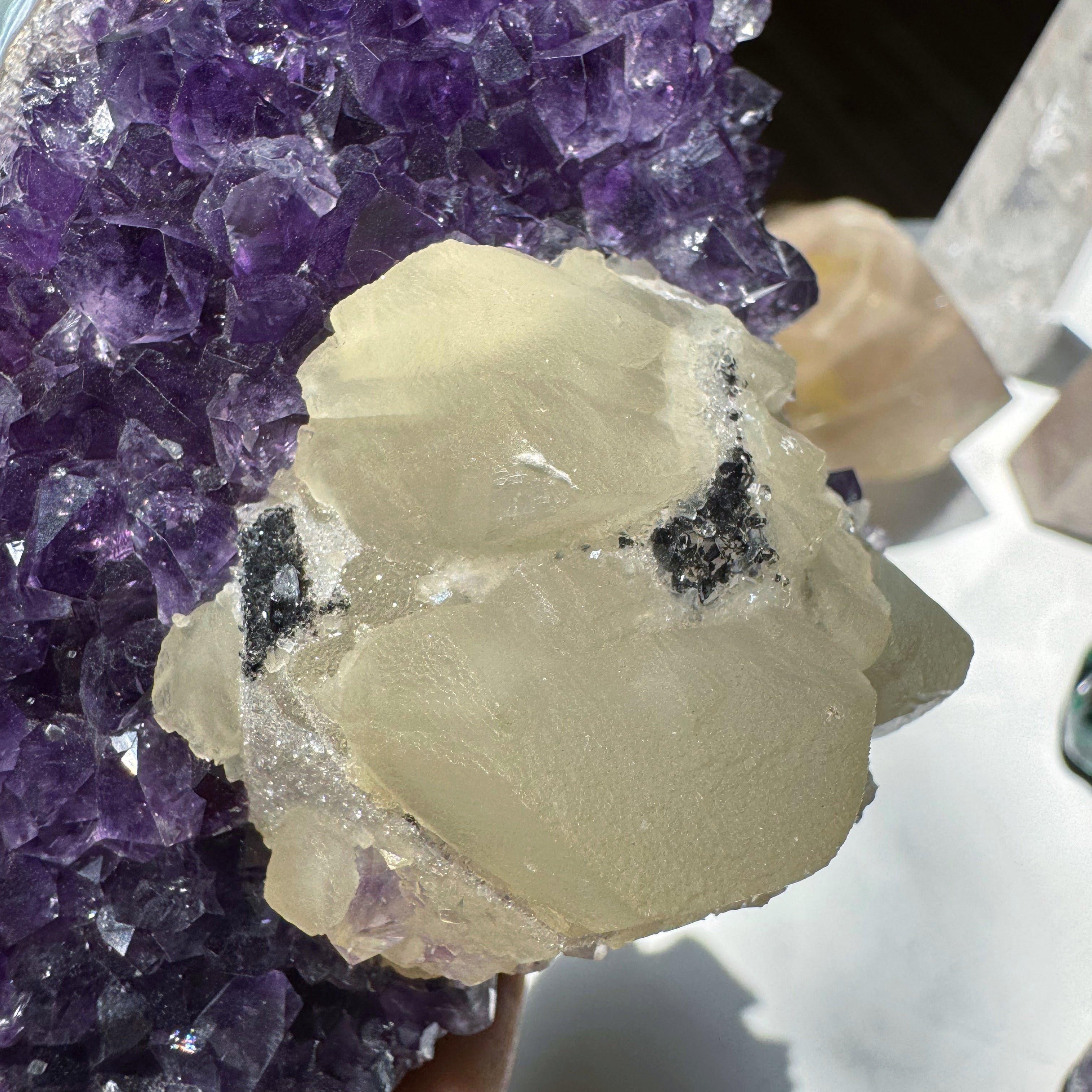 Amethyst Cluster w/ Druzy Calcite from Uruguay Baltic Mermaid