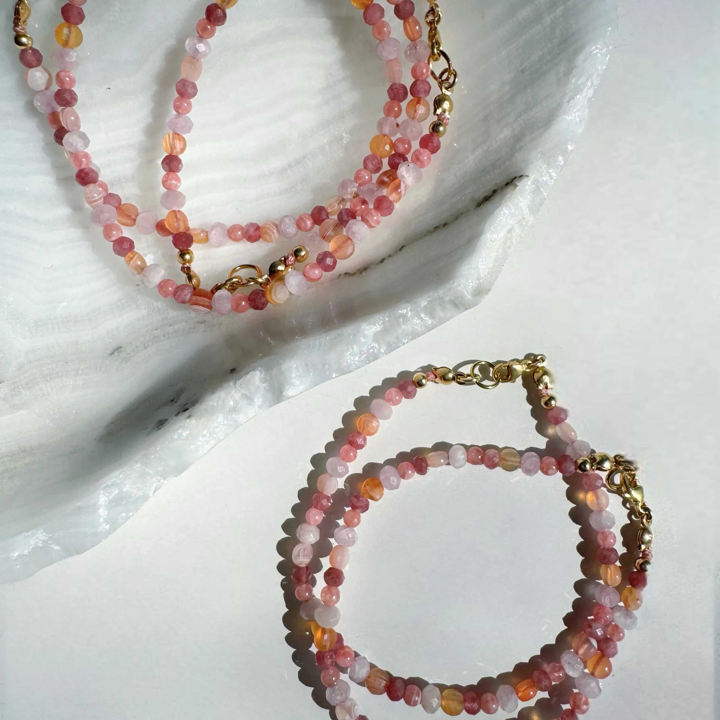 “Sunset Sorbet” - Gemstone & 14k Gold Filled Candy Bracelet Baltic Mermaid