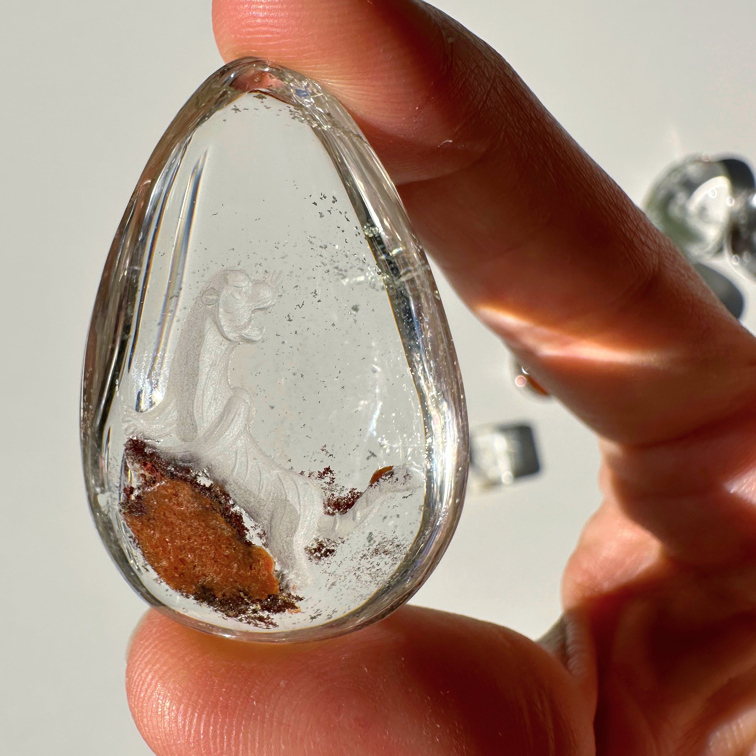 Intaglio Tiger Carved Chlorite Quartz/Garden Quartz Cabochon Baltic Mermaid