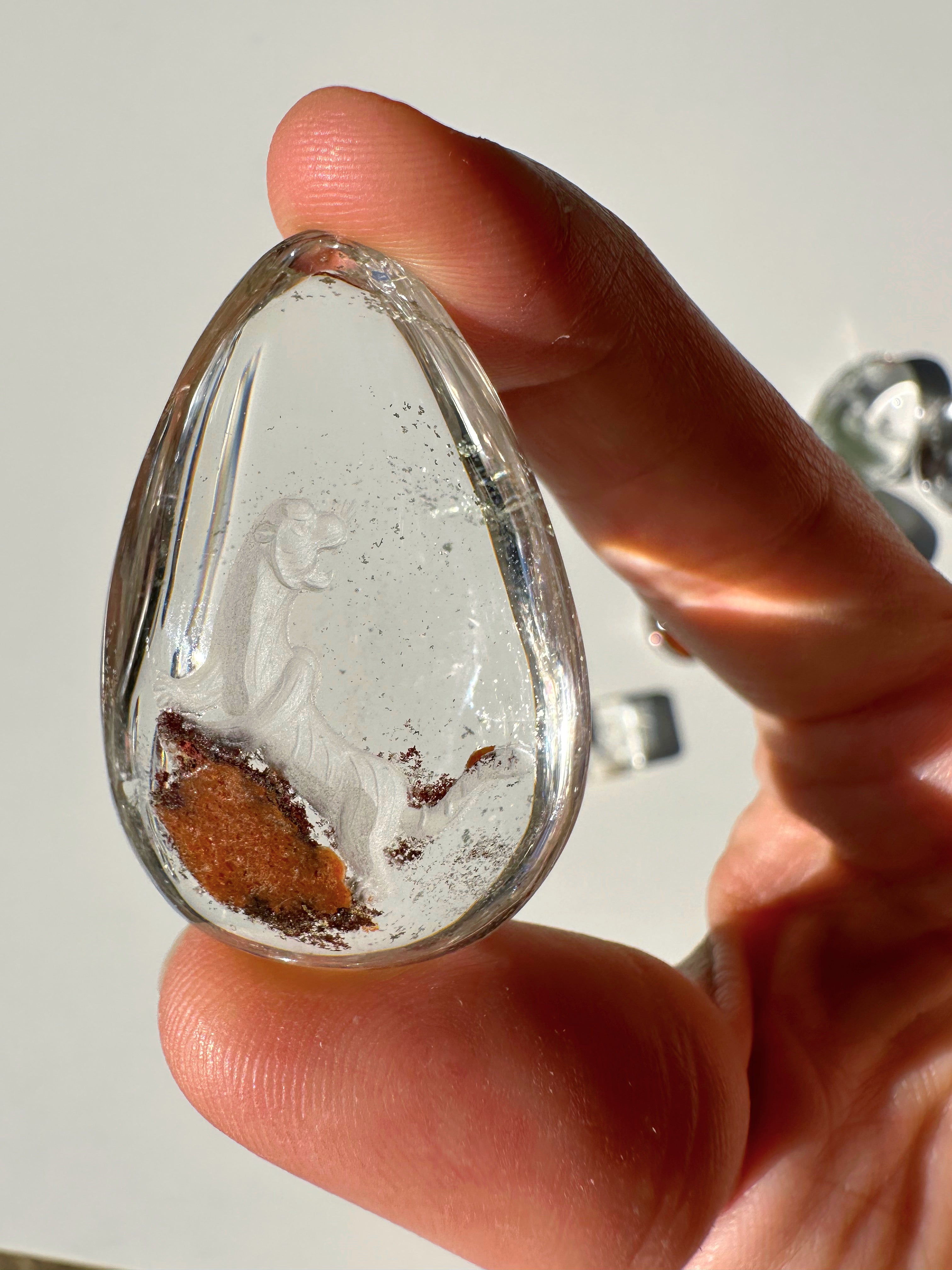 Intaglio Tiger Carved Chlorite Quartz/Garden Quartz Cabochon Baltic Mermaid