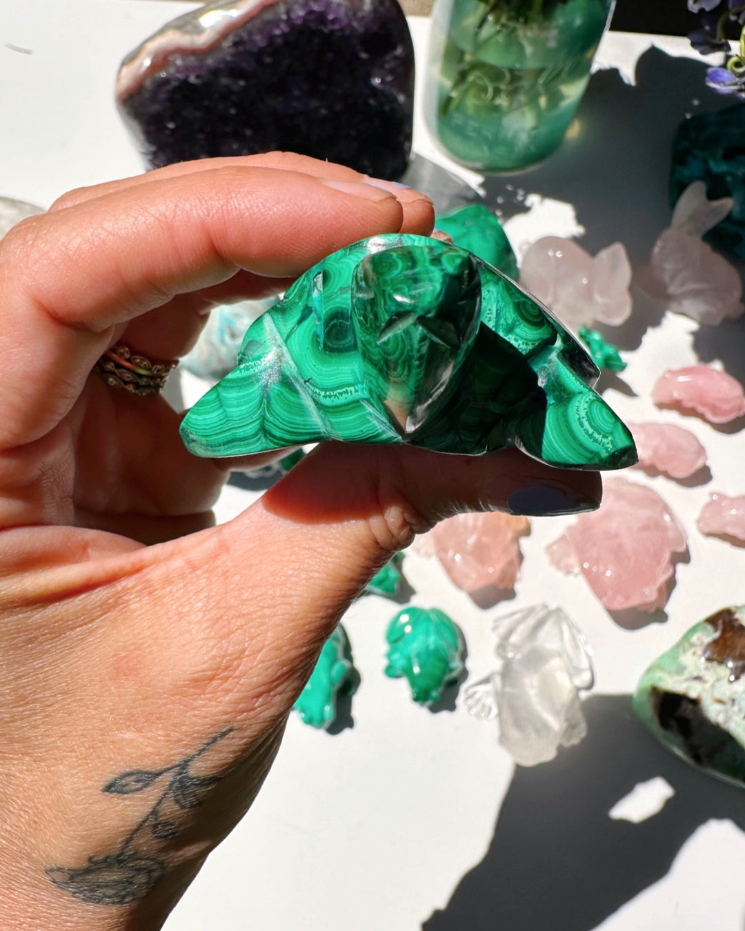 Hand Carved Malachite Turtle - Baltic Mermaid