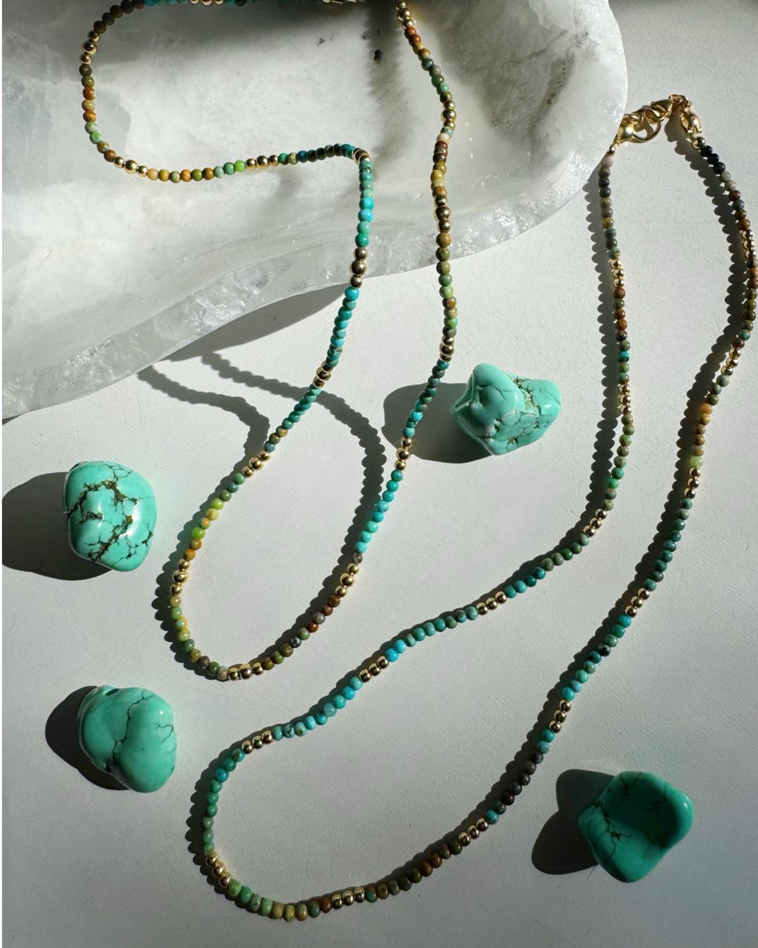 “Tiny Tina” - Turquoise Gemstone & 14k GF Choker - Baltic Mermaid
