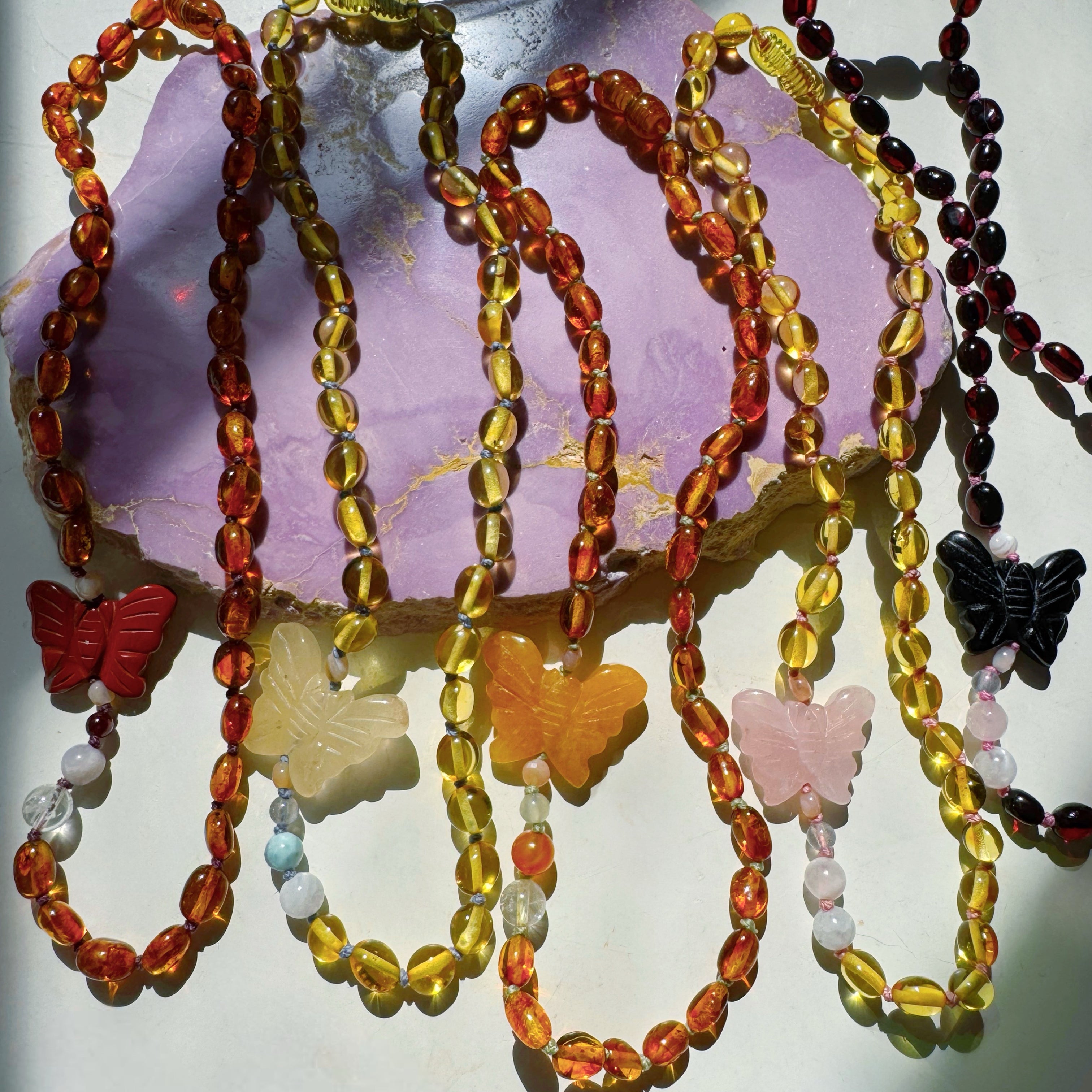 “Butterfly Sugar Baby” Baltic Amber & Gemstone Necklace - Baltic Mermaid