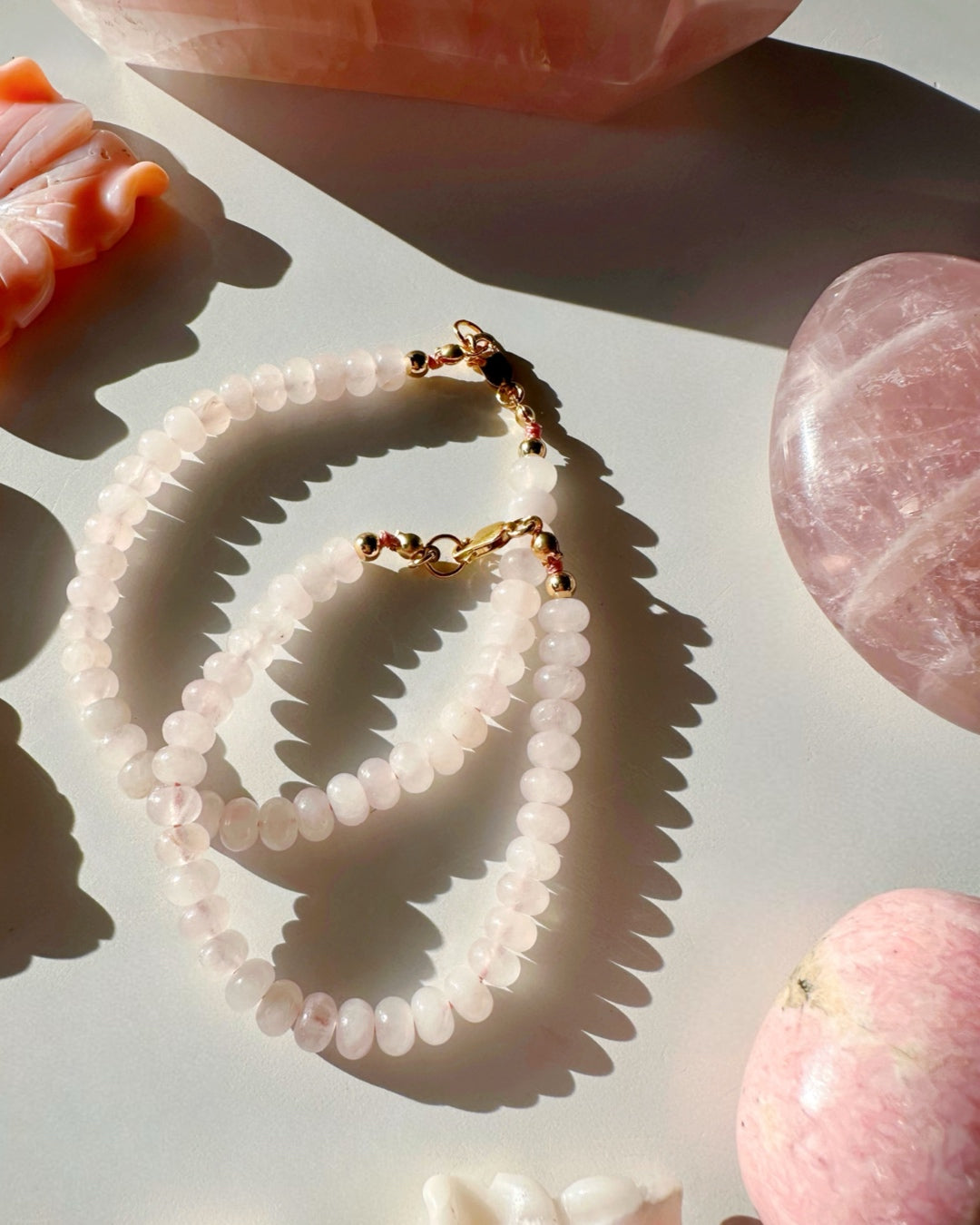 Rose Quartz Gemstone Candy Bracelet - RTS - Baltic Mermaid