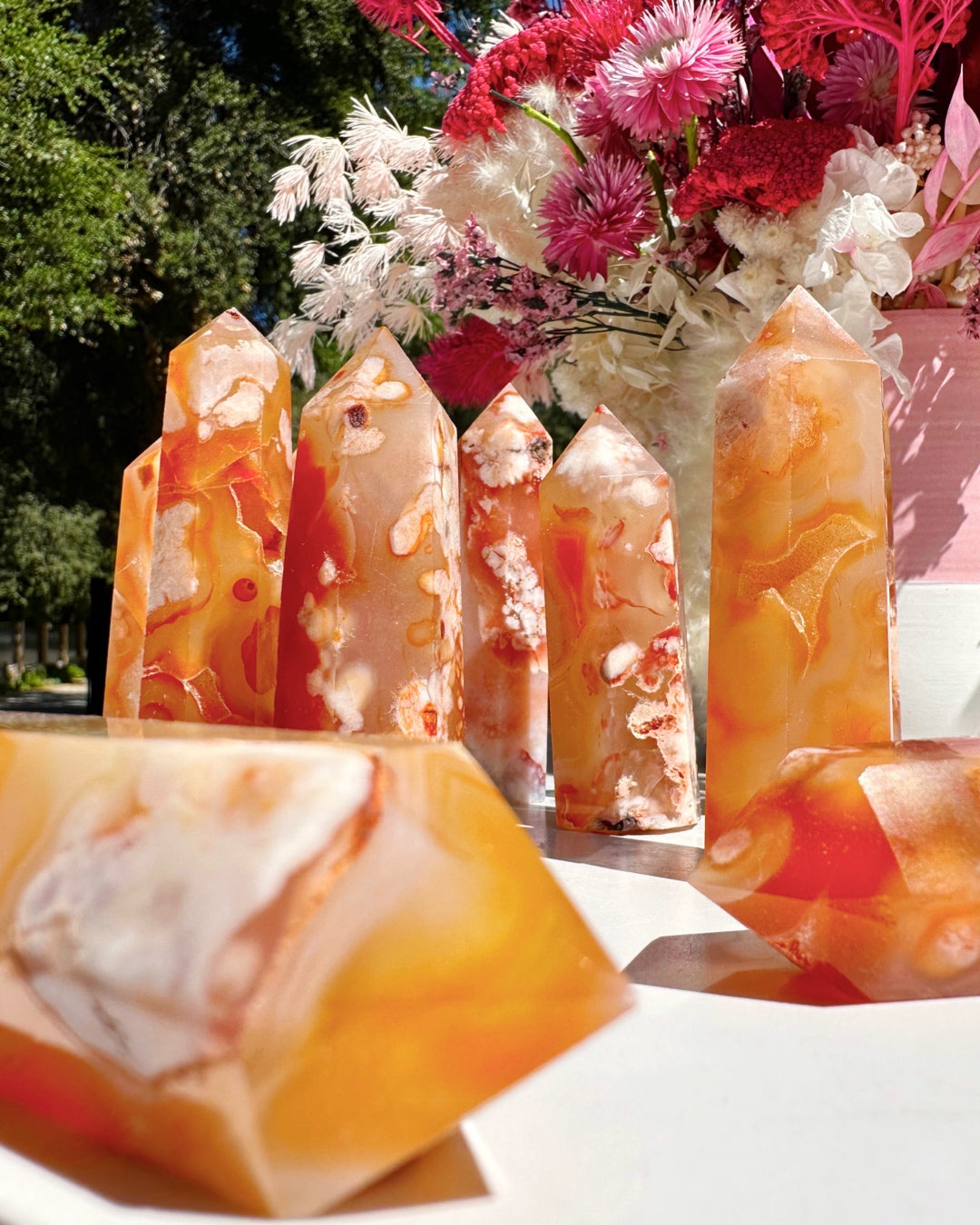 Carnelian Flower Agate Towers - Baltic Mermaid
