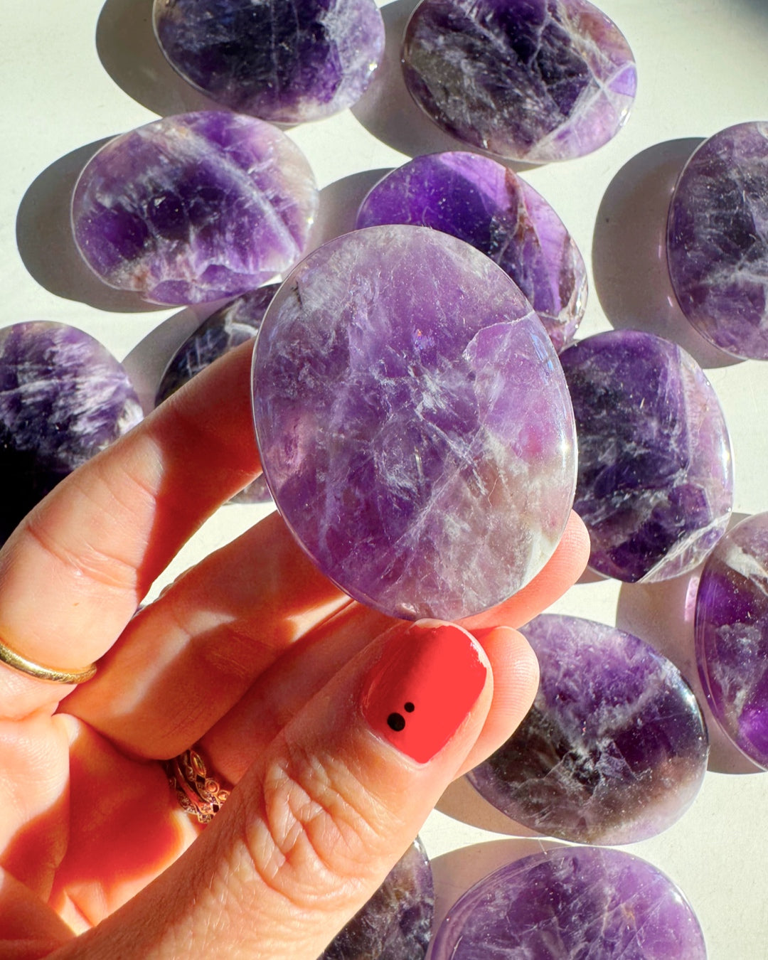 Amethyst Flat Palm Stones - Baltic Mermaid