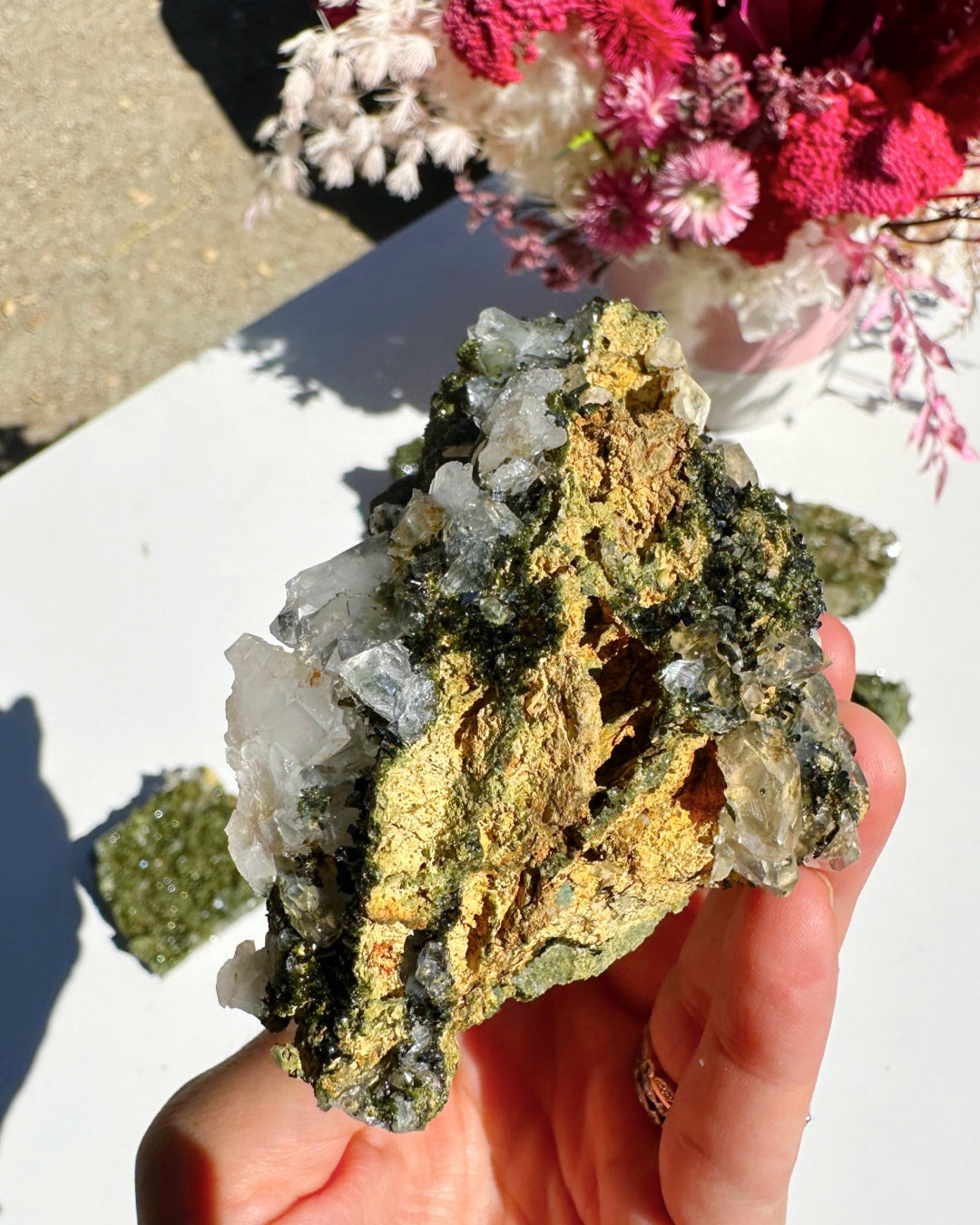 Epidote Quartz Cluster - Baltic Mermaid