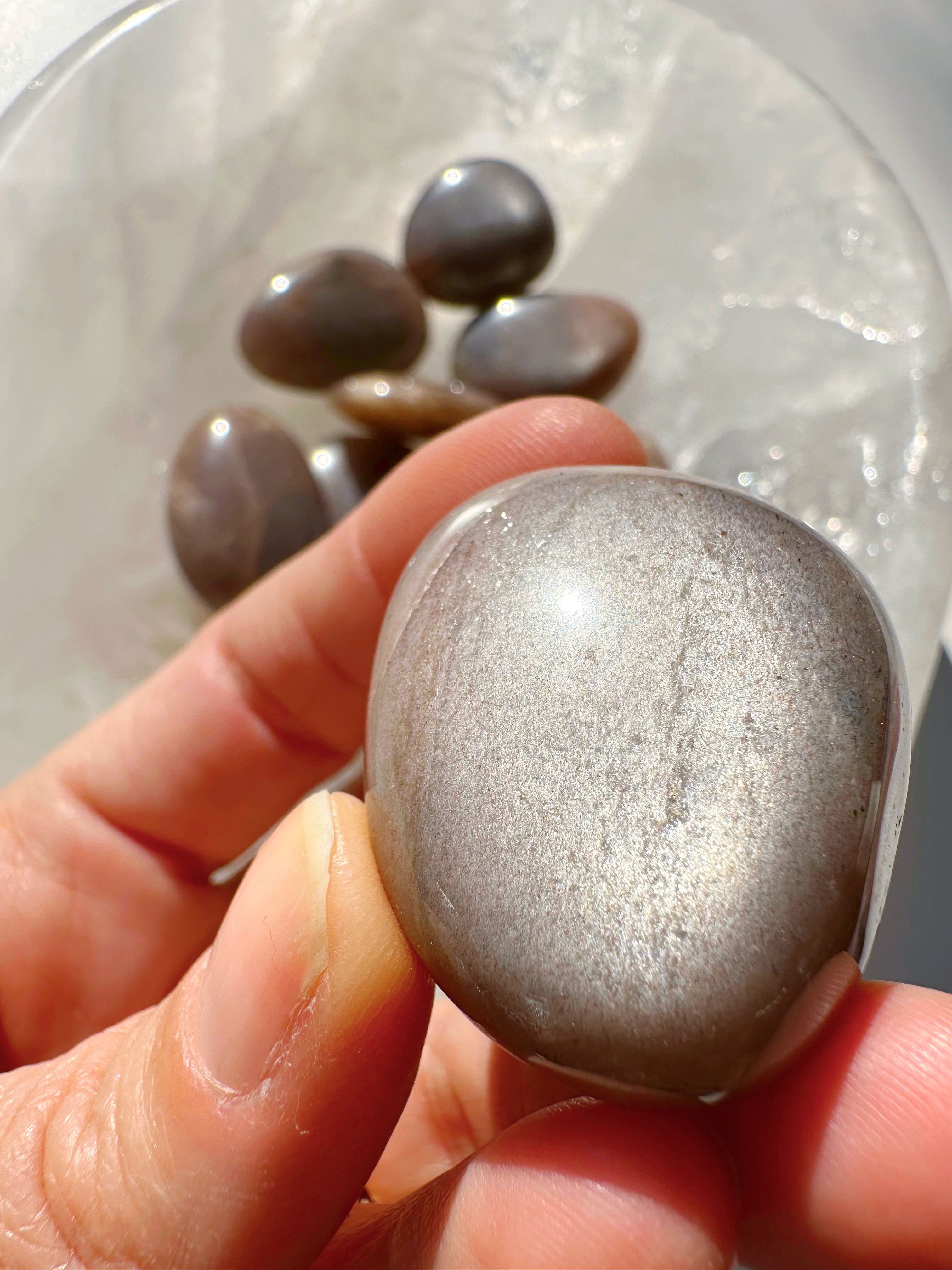 Sunstone & Peach Moonstone Palm Stone - H - Baltic Mermaid