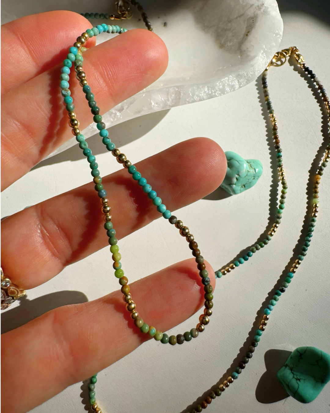 “Tiny Tina” - Turquoise Gemstone & 14k GF Choker - Baltic Mermaid