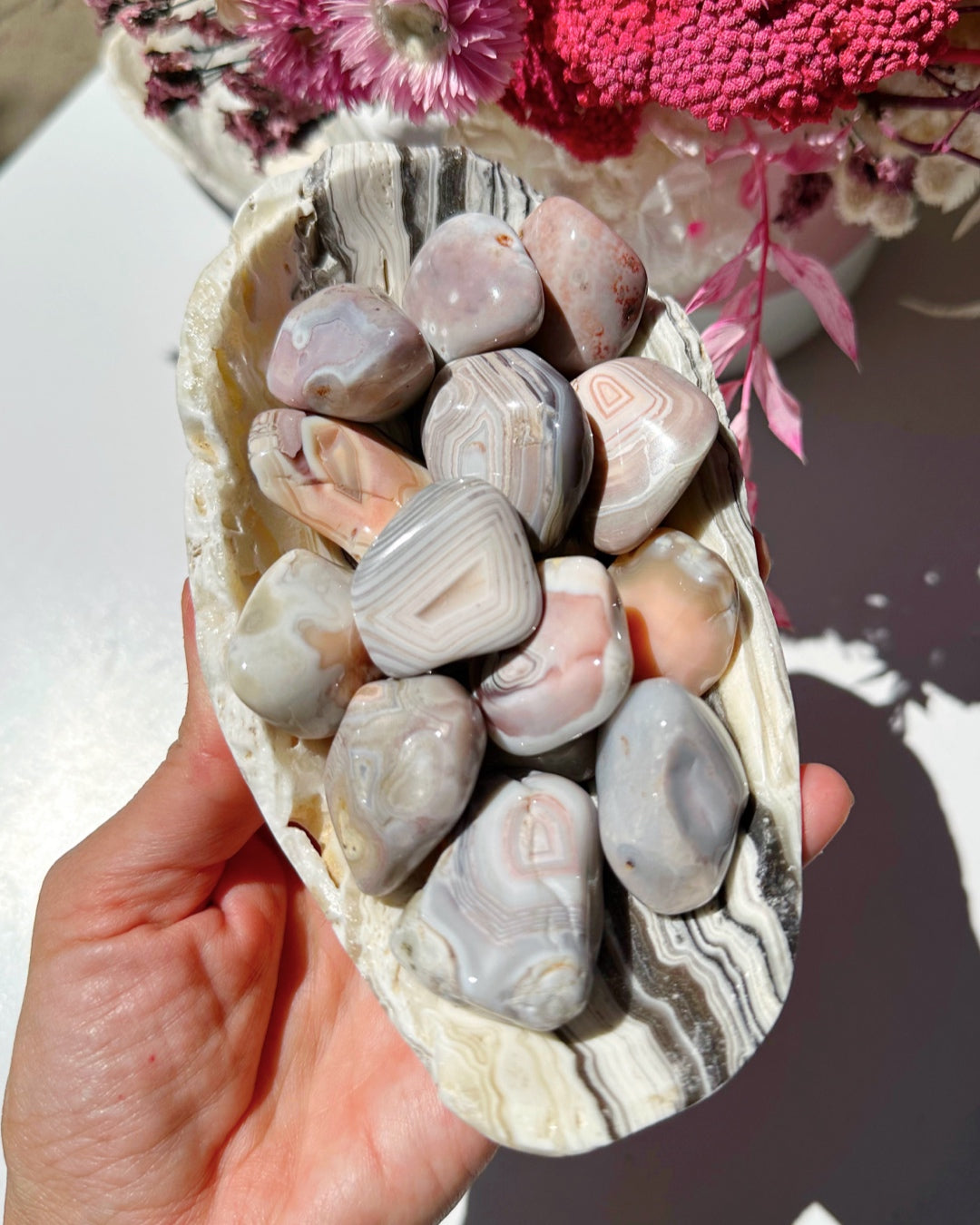 Pink Botswana Agate Tumbled Stones - Baltic Mermaid